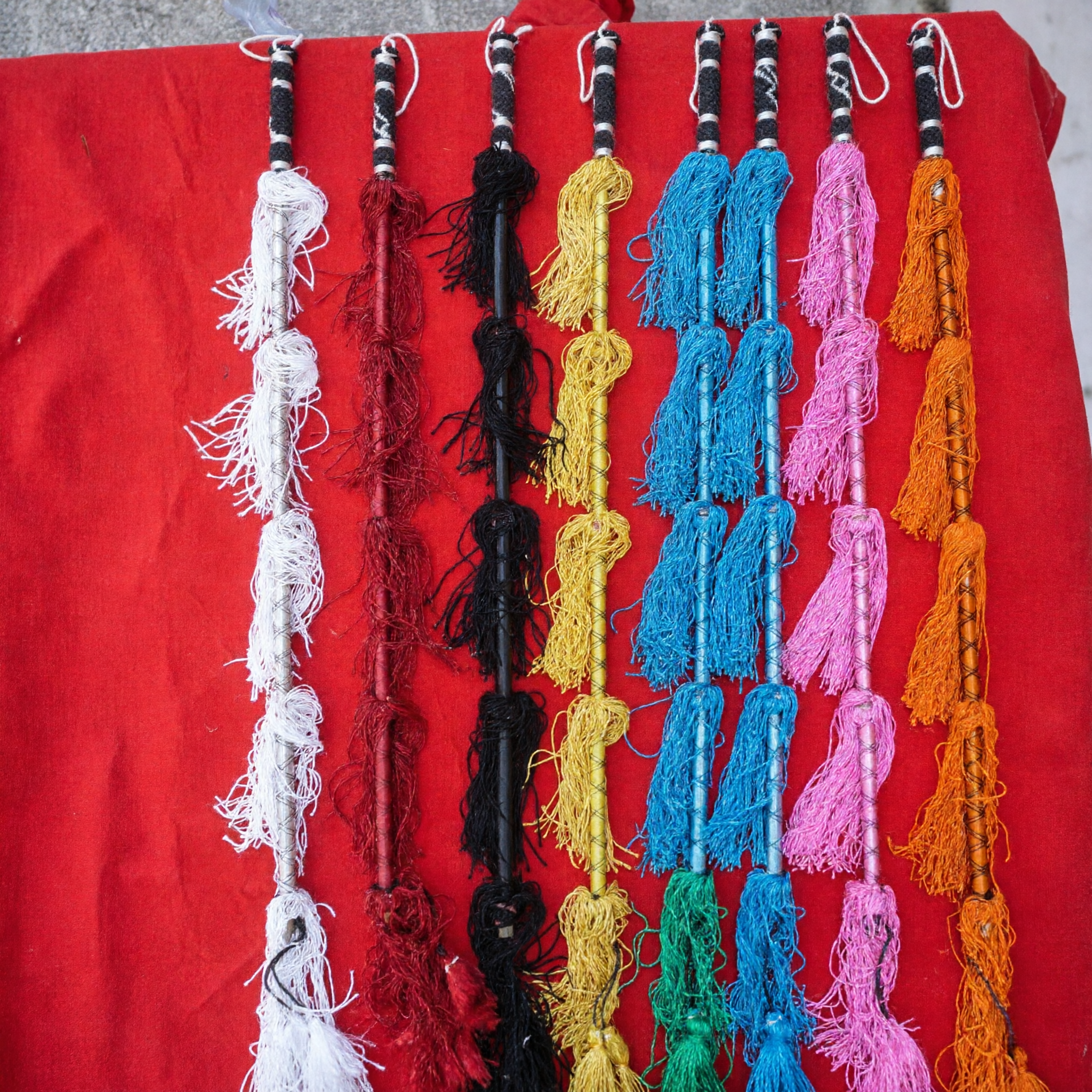 Authentic Chinese Kung Fu Tassel Whip Traditional Martial Arts Stage Prop Colorful Performance Weapon for Adults