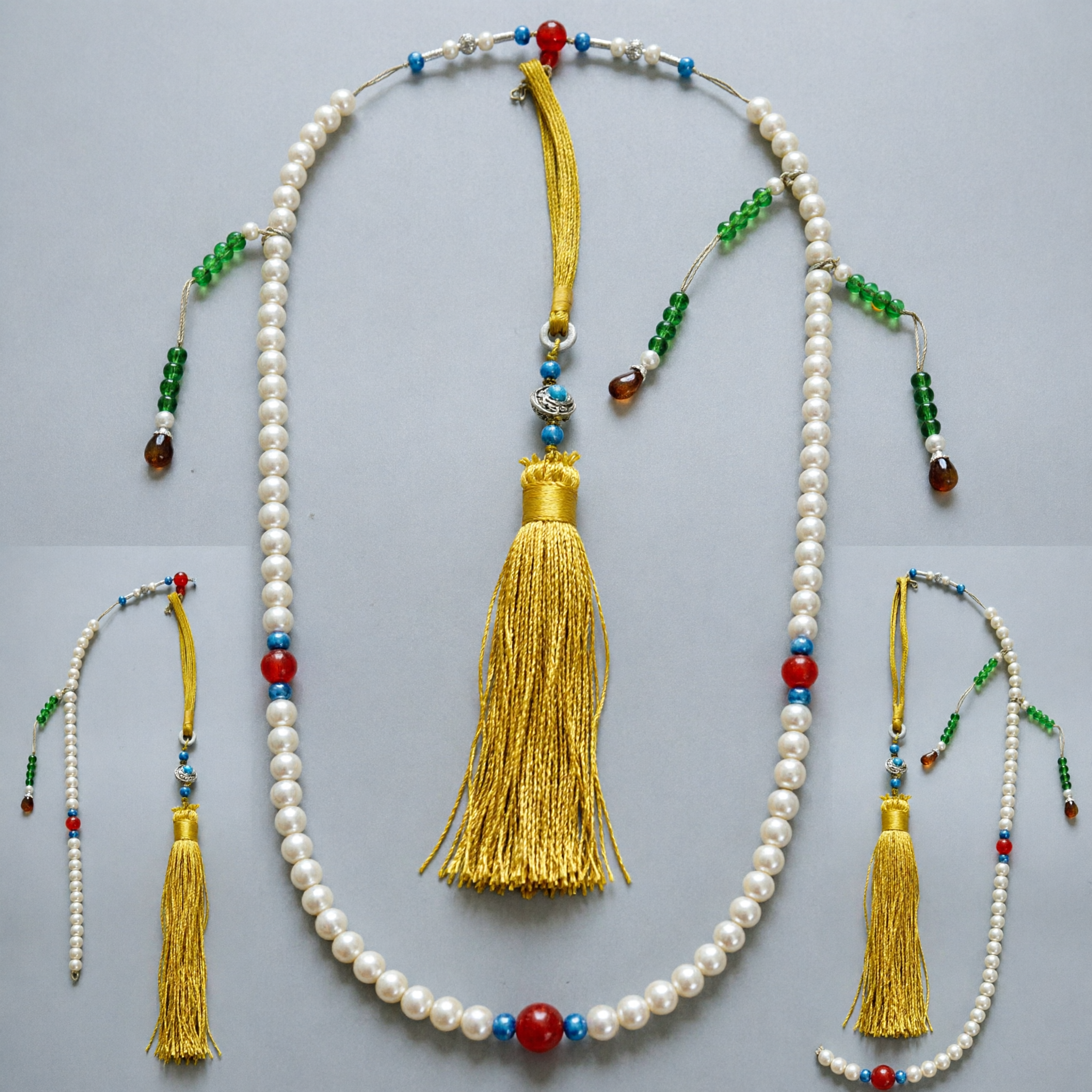 Exquisite Traditional Chinese 108 Bead Buddhist Pearl Mala Necklace with Jade Accents for Meditation and Hanfu Accessories