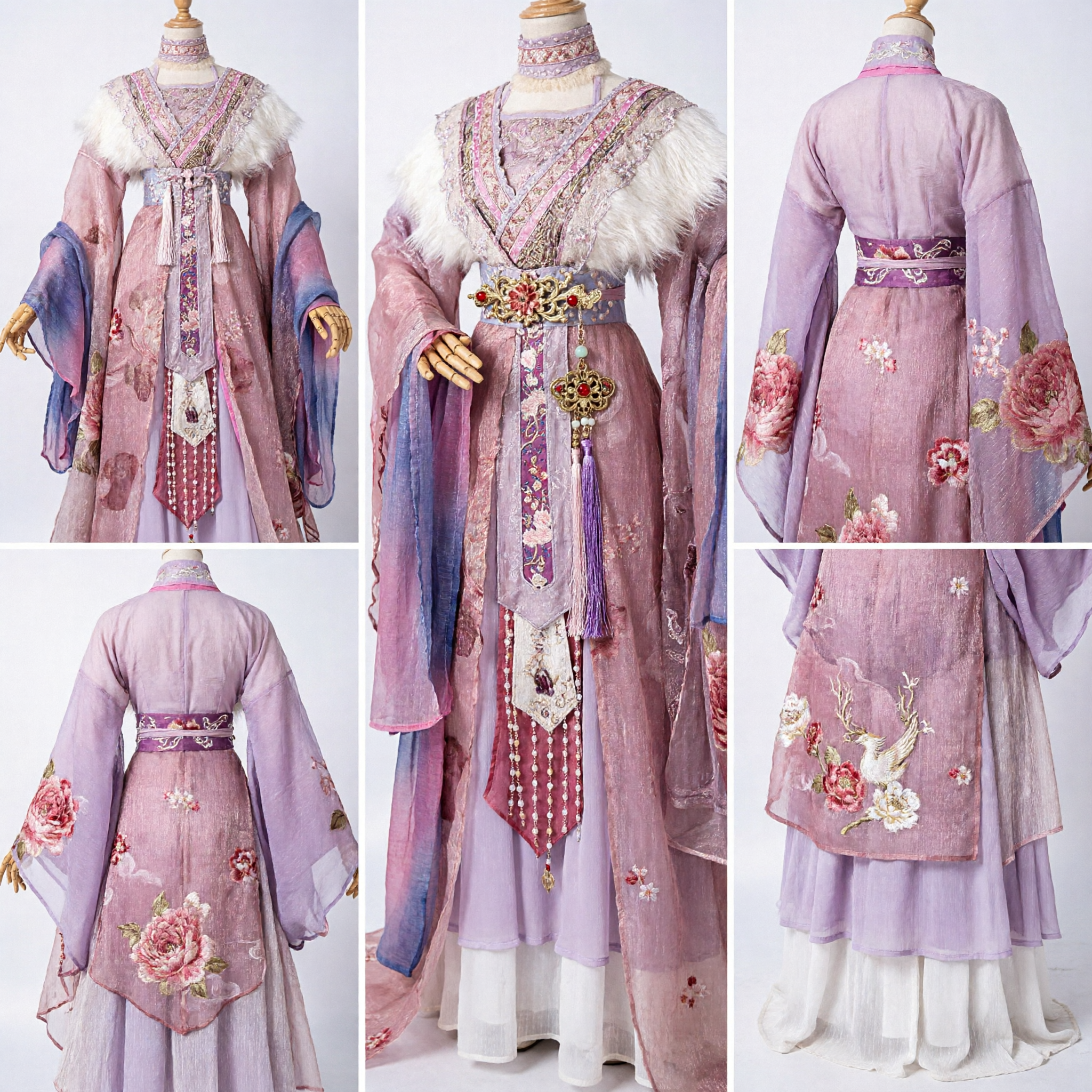 Traditional Chinese Hanfu Pink Purple Tang Dynasty Costume Women Ancient Embroidered Dress for Cosplay