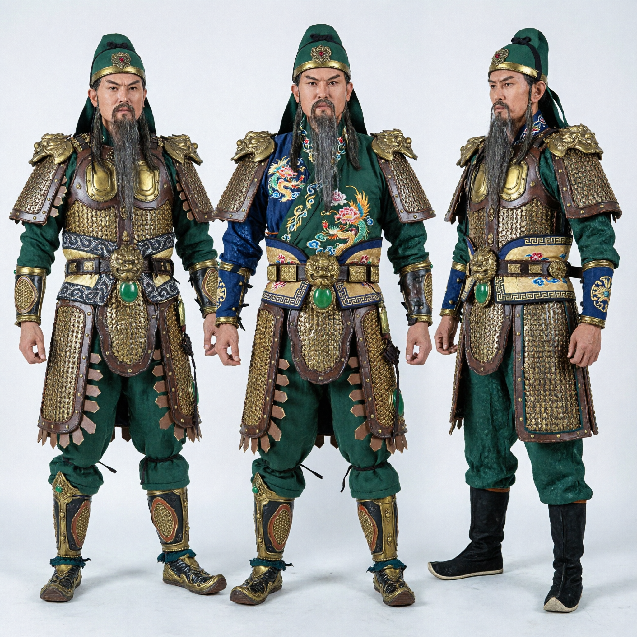 Ancient Chinese General Guan Yu Costume Full Set Three Kingdoms Green Dragon Armor Cosplay Outfit for Men