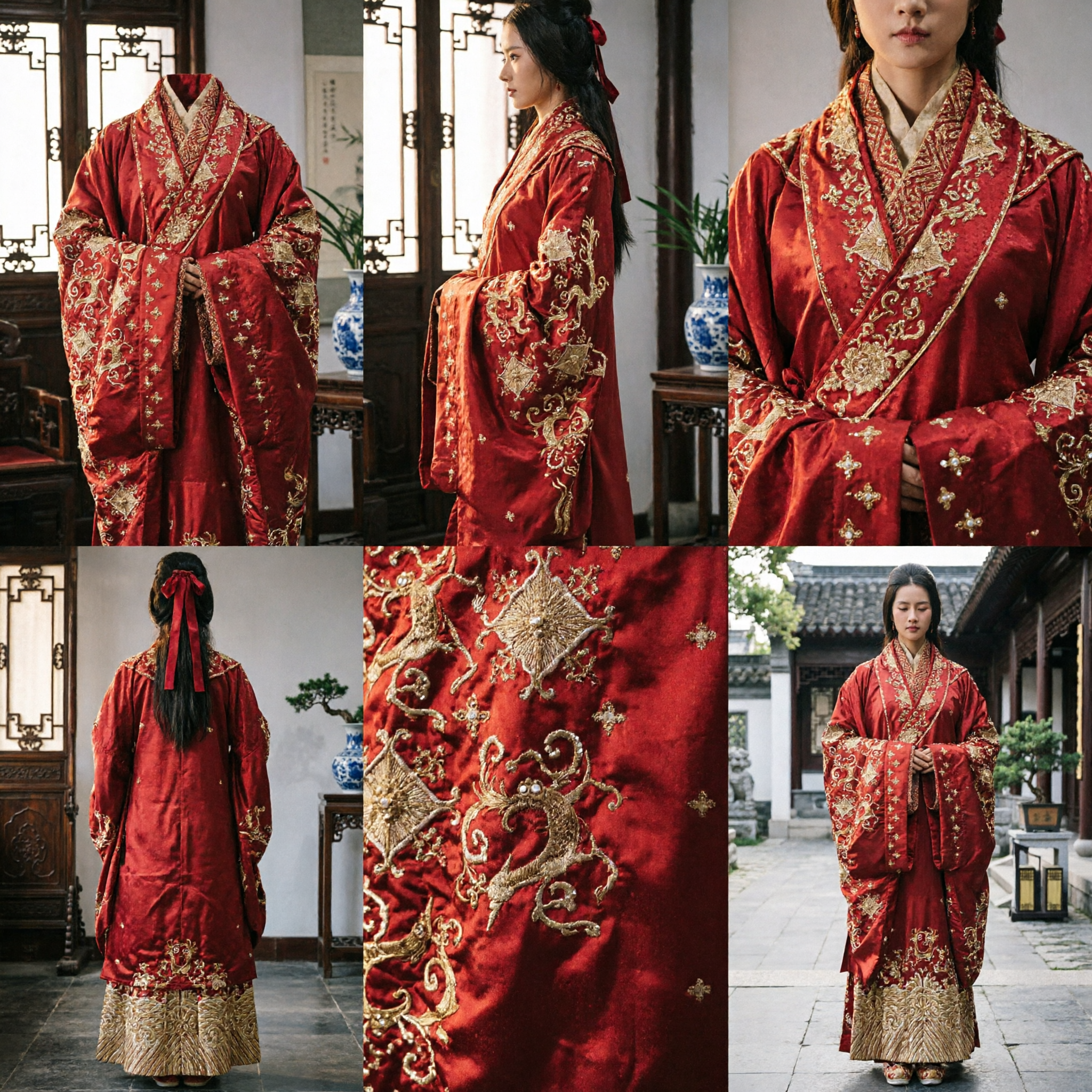 Traditional Chinese Red Hanfu Costume Women Ancient Embroidered Robe for Historical Cosplay and Stage Performance