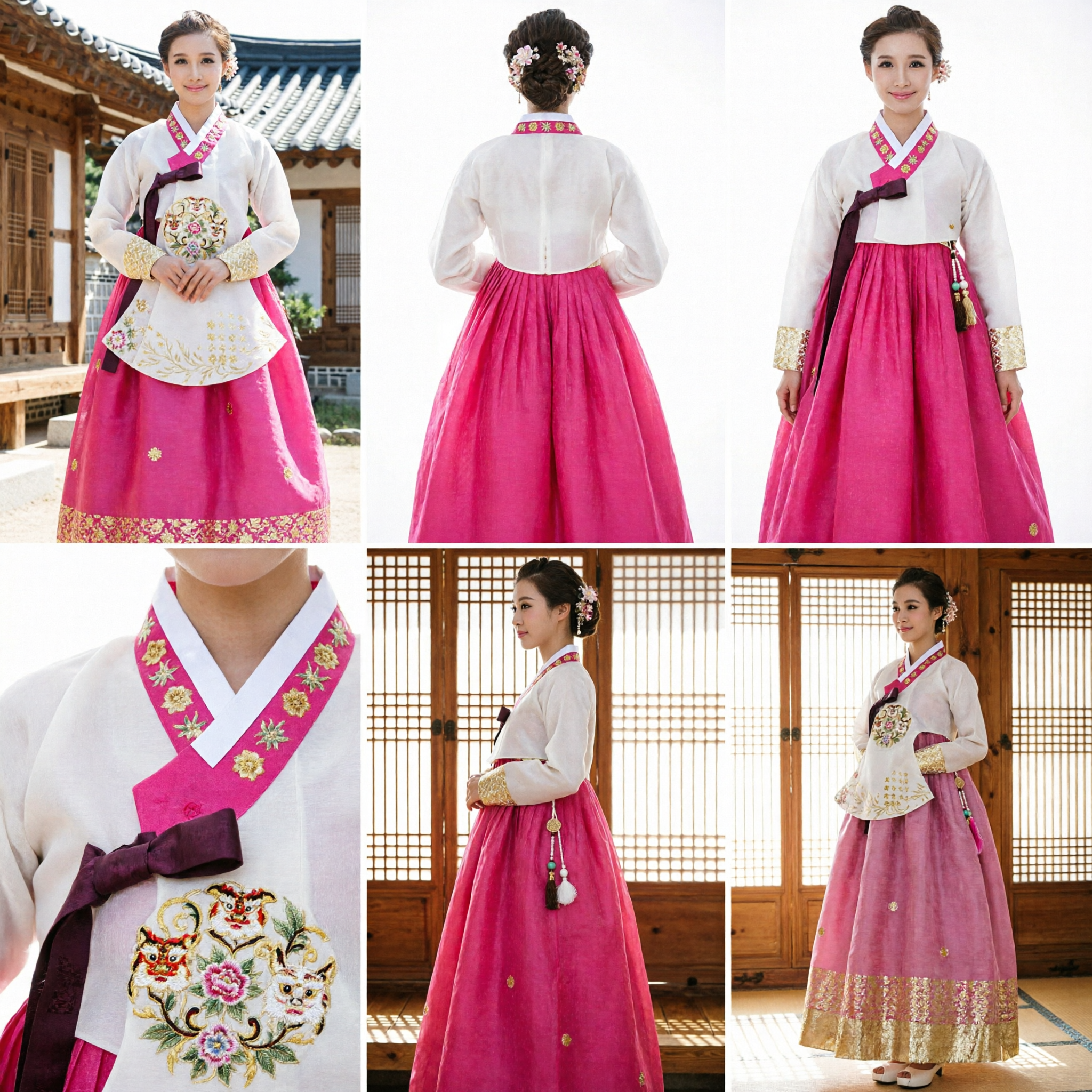 Elegant Pink and White Korean Hanbok Mini Dress Traditional Folk Dance Performance Costume for Women