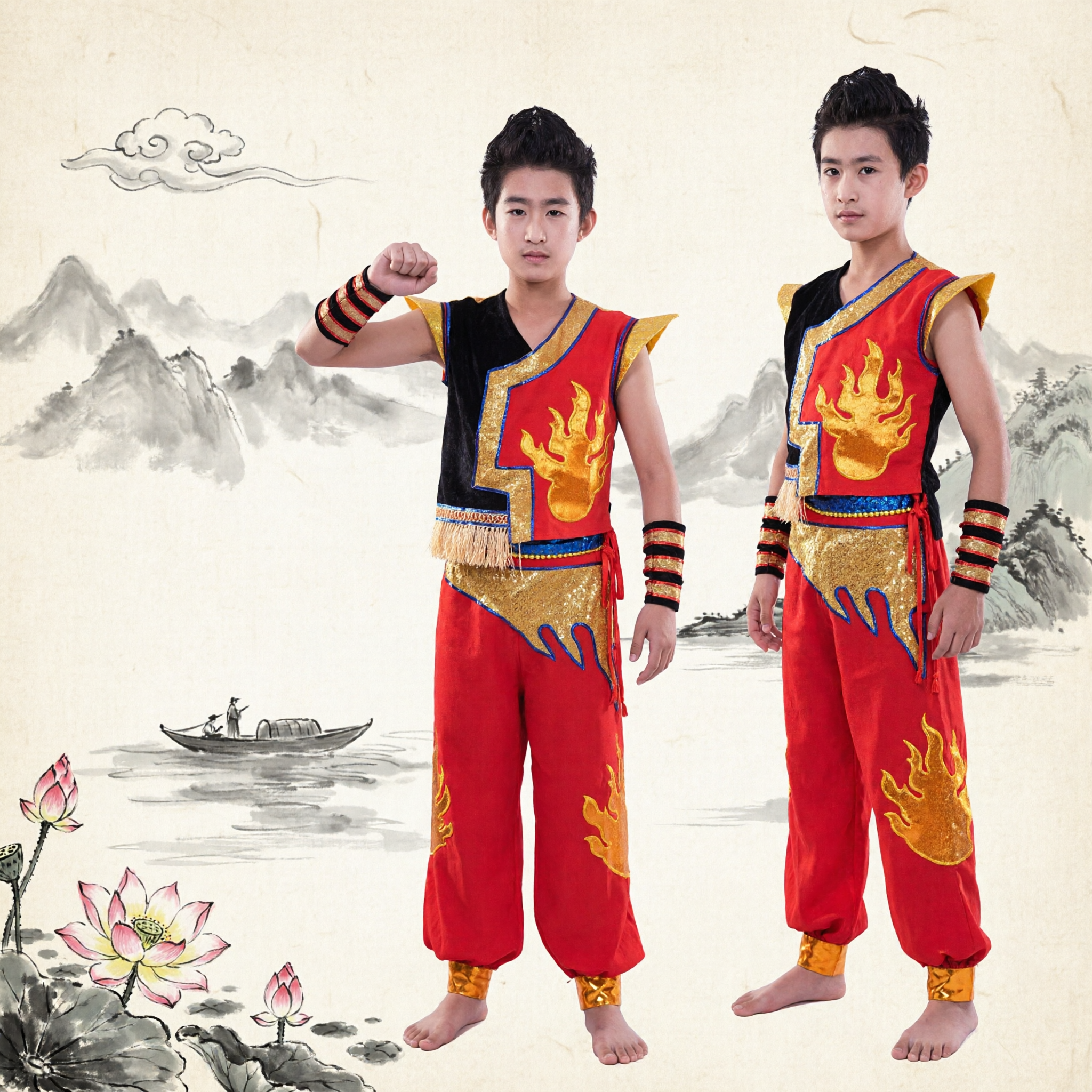 Traditional Chinese Monkey King Sun Wukong Costume Men Martial Arts Dance Performance Outfit for Halloween