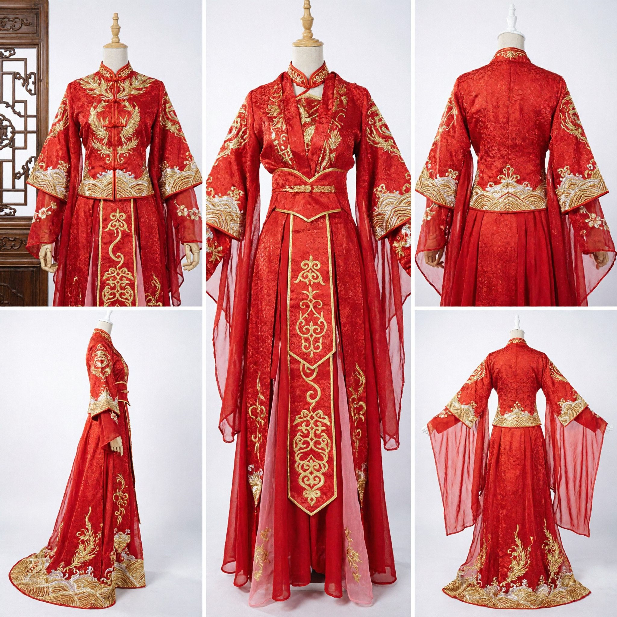 Traditional Chinese Red Hanfu Ancient Tang Dynasty Princess Costume Embroidered Wedding Dress for Women Cosplay Performance
