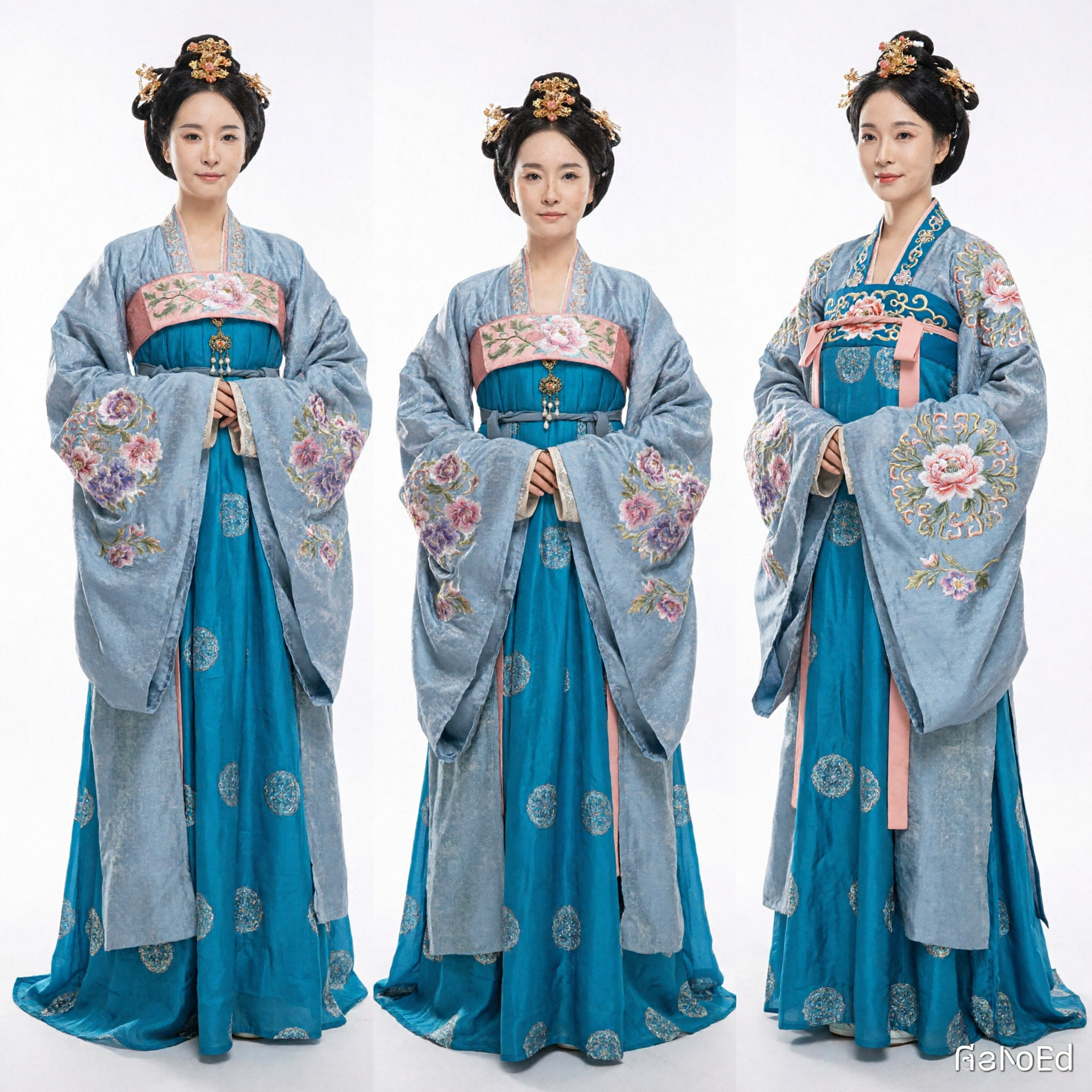 Elegant Blue Tang Dynasty Hanfu Costume Traditional Chinese Ancient Palace Lady Dress for Women