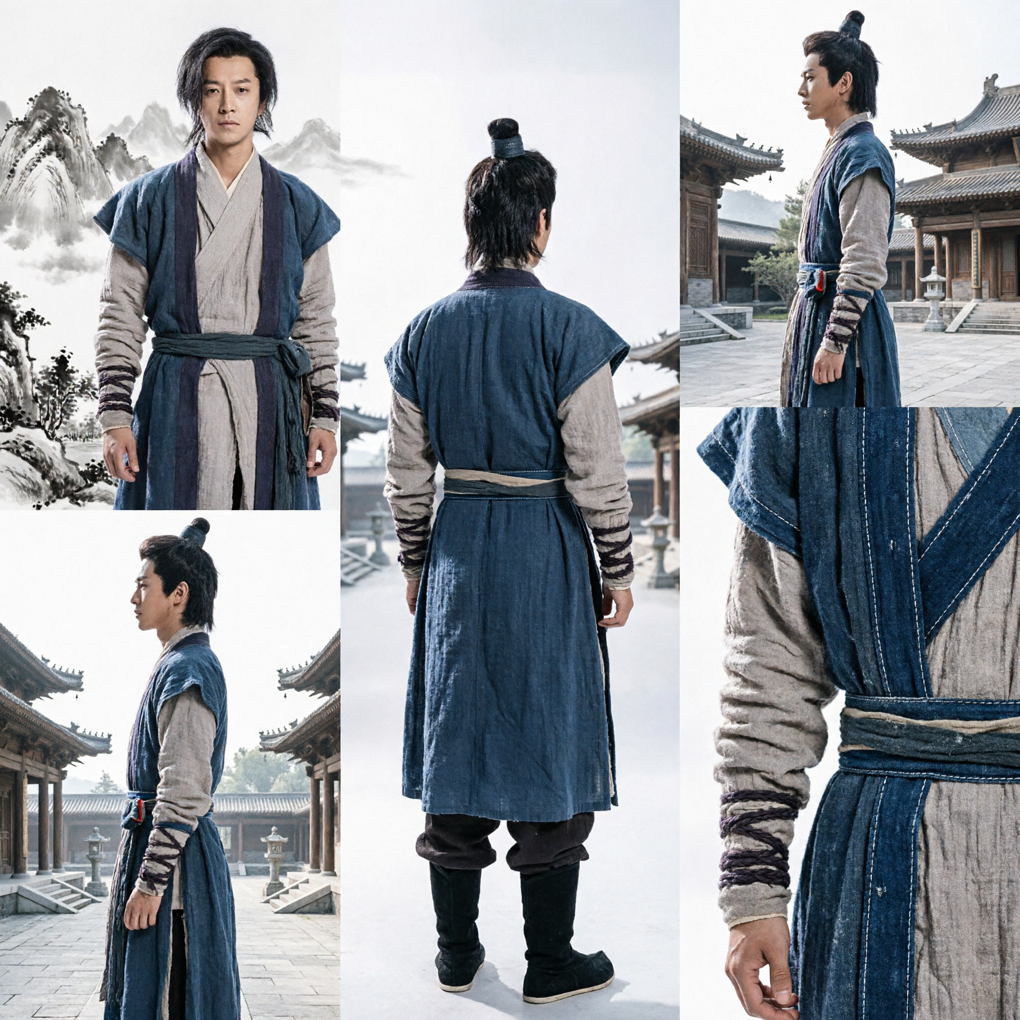 Men's Chinese Traditional Hanfu Wuxia Swordsman Costume Ancient Martial Arts Cosplay Outfit for Men