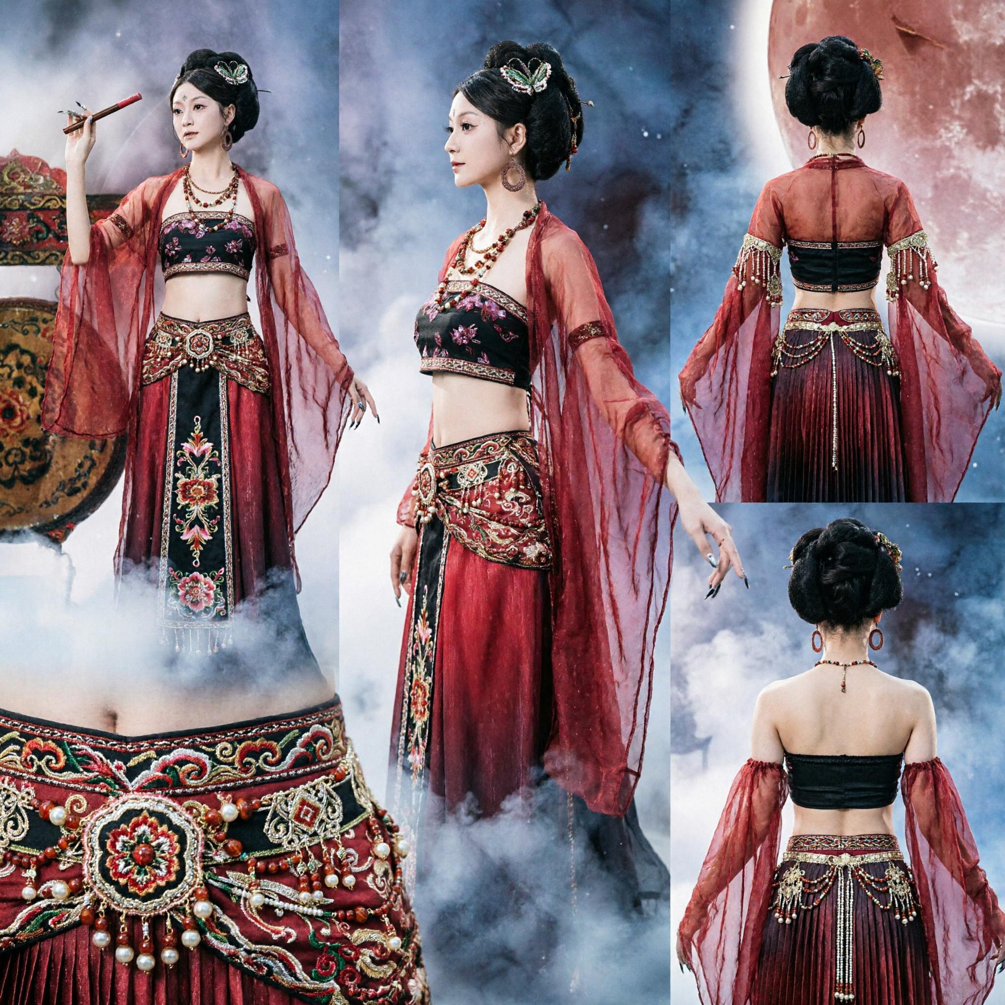 Exquisite Traditional Chinese Dunhuang Apsara Costume Tang Dynasty Hanfu Dress for Women Stage Dance Performance