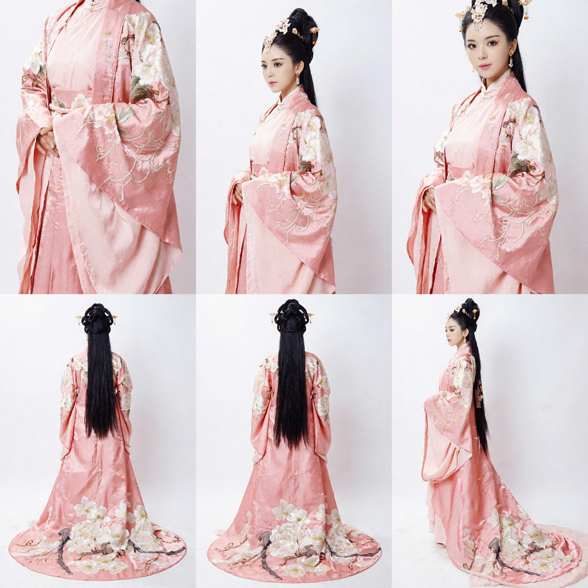 Elegant Pink Ancient Chinese Hanfu Embroidered Palace Princess Dress Traditional Tang Dynasty Costume for Women