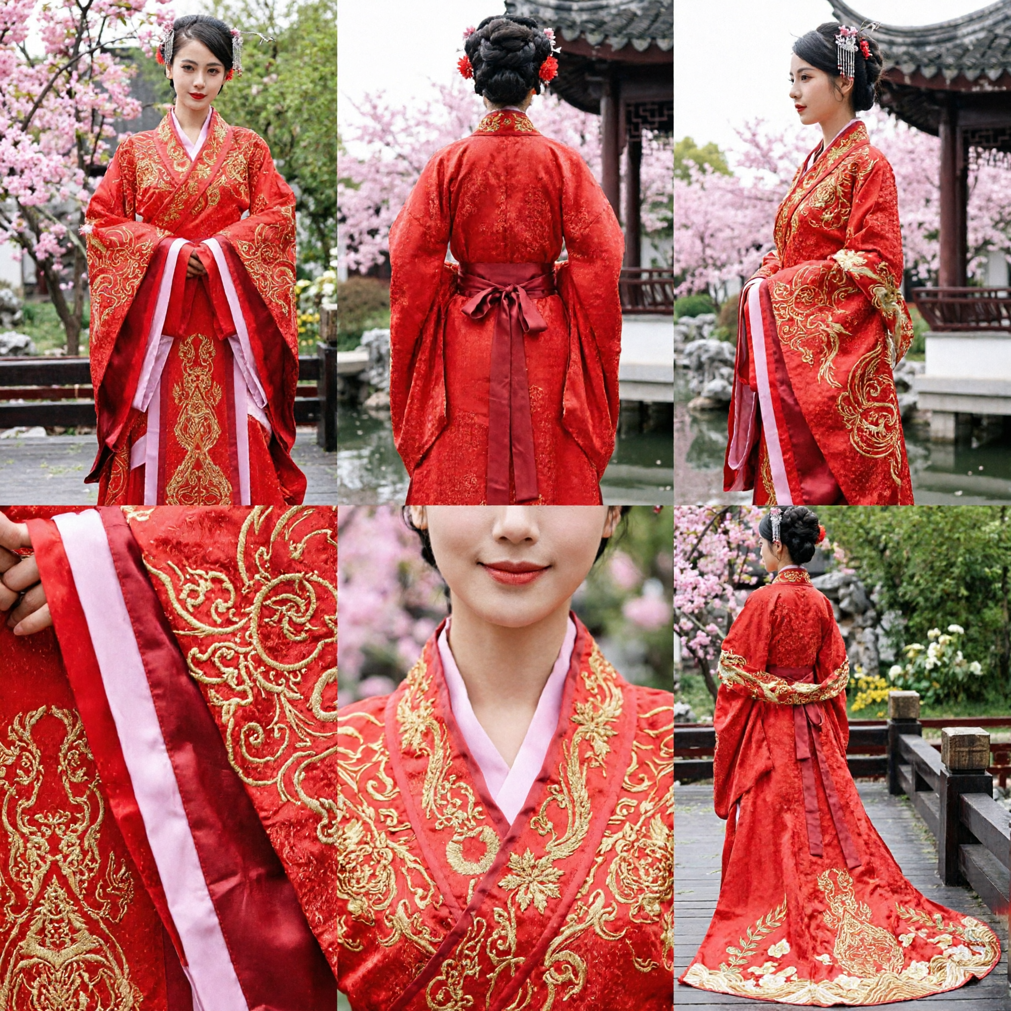 Elegant Traditional Chinese Red Hanfu Wedding Dress Embroidered Ancient Costume for Women Formal Events