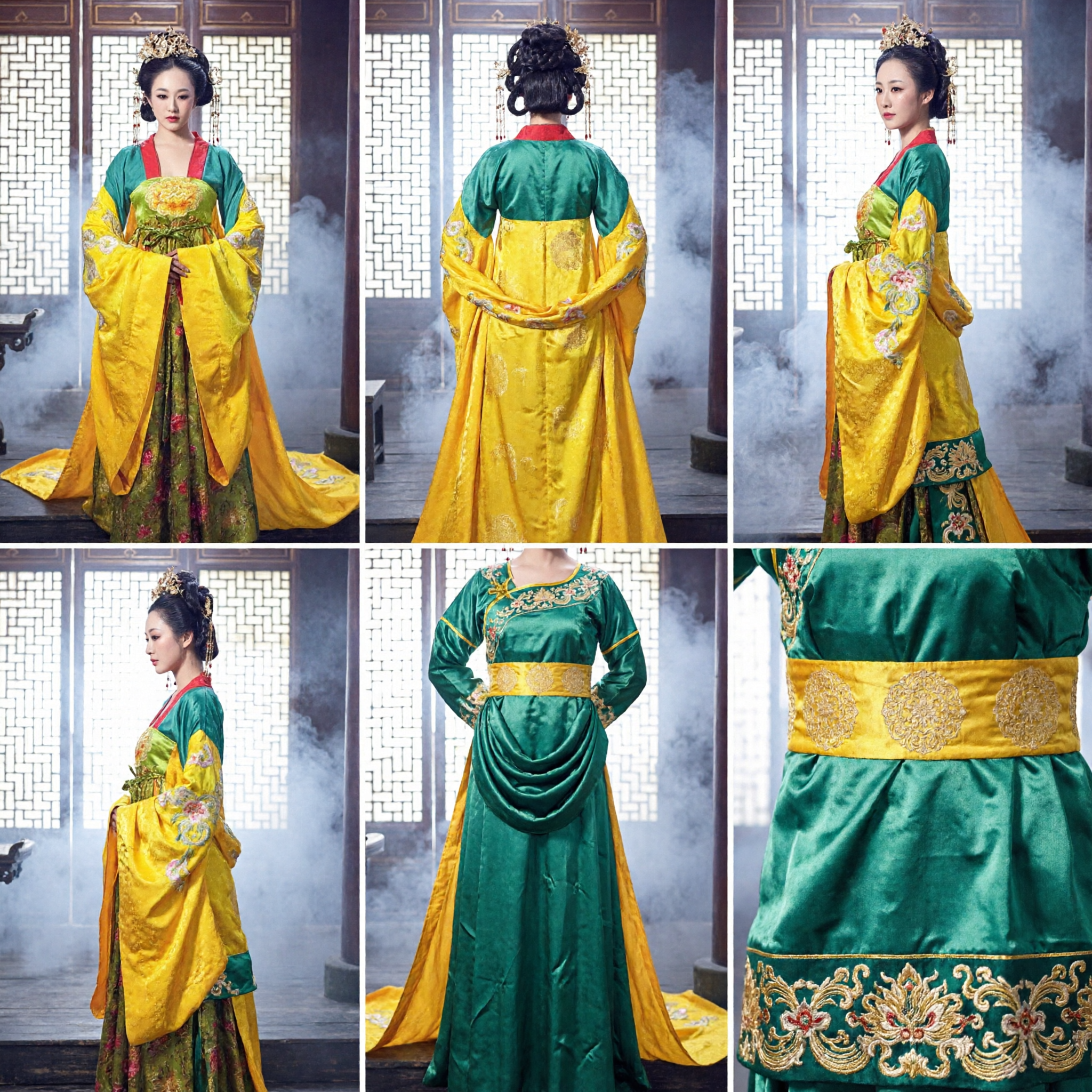 Chinese Traditional Tang Dynasty Princess Costume Yellow Hanfu Dress Ancient Palace Lady Outfit for Women