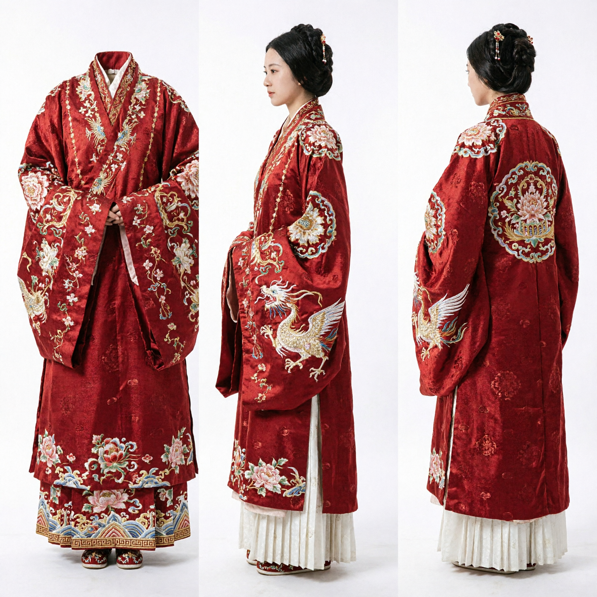 Elegant Red Ancient Chinese Hanfu Costume for Women Traditional Embroidered Robe for Historical Performance