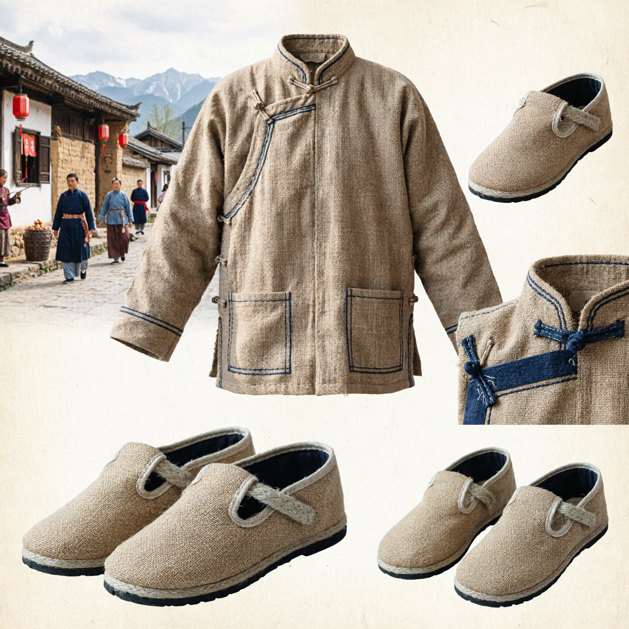 Traditional Chinese Hemp Shoes Natural Linen Slip-on Sandals for Men Women Kung Fu Tai Chi Monks