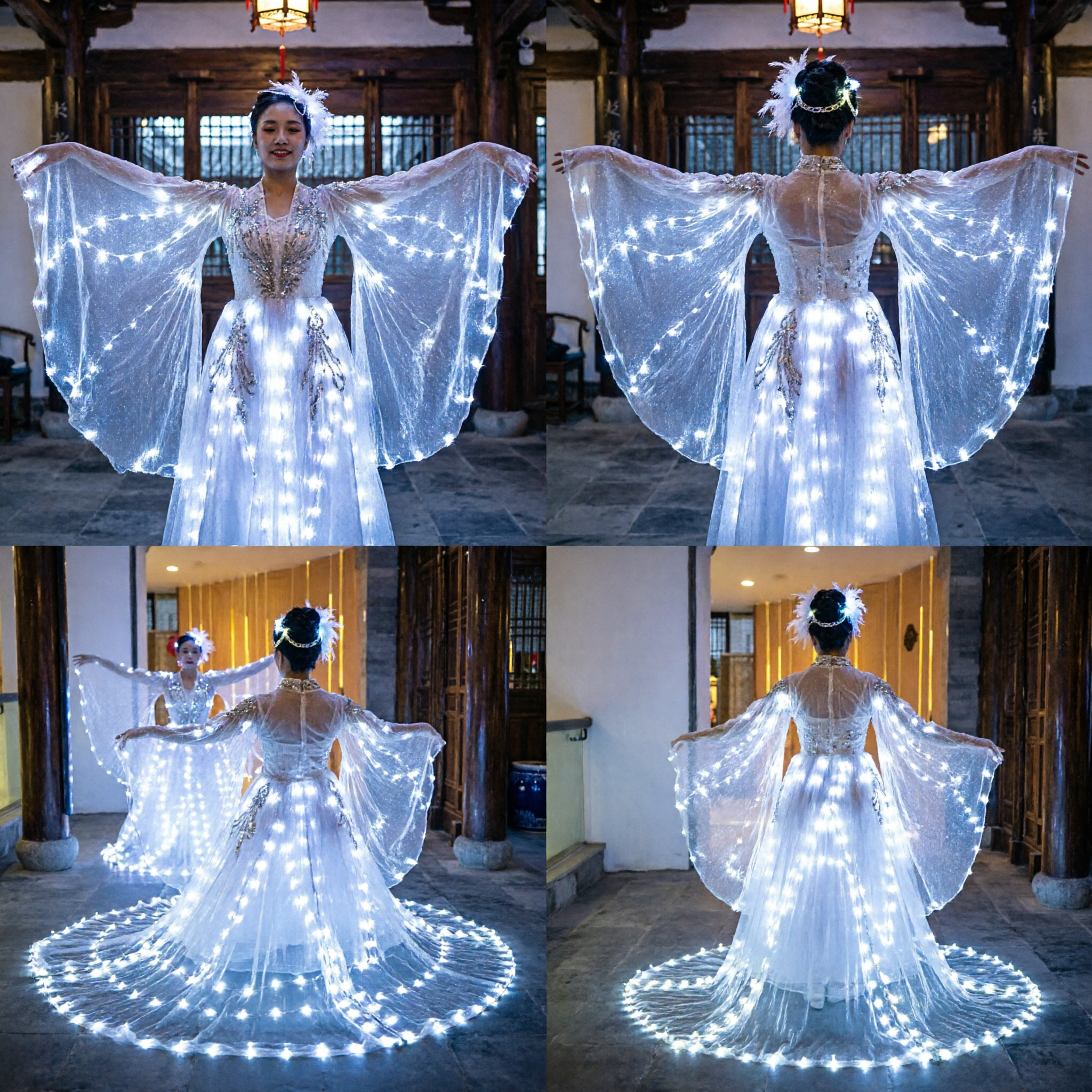 Children LED Luminous Butterfly Wings Dance Costume Kids Stage Performance Fairy Angel Outfit with Lights