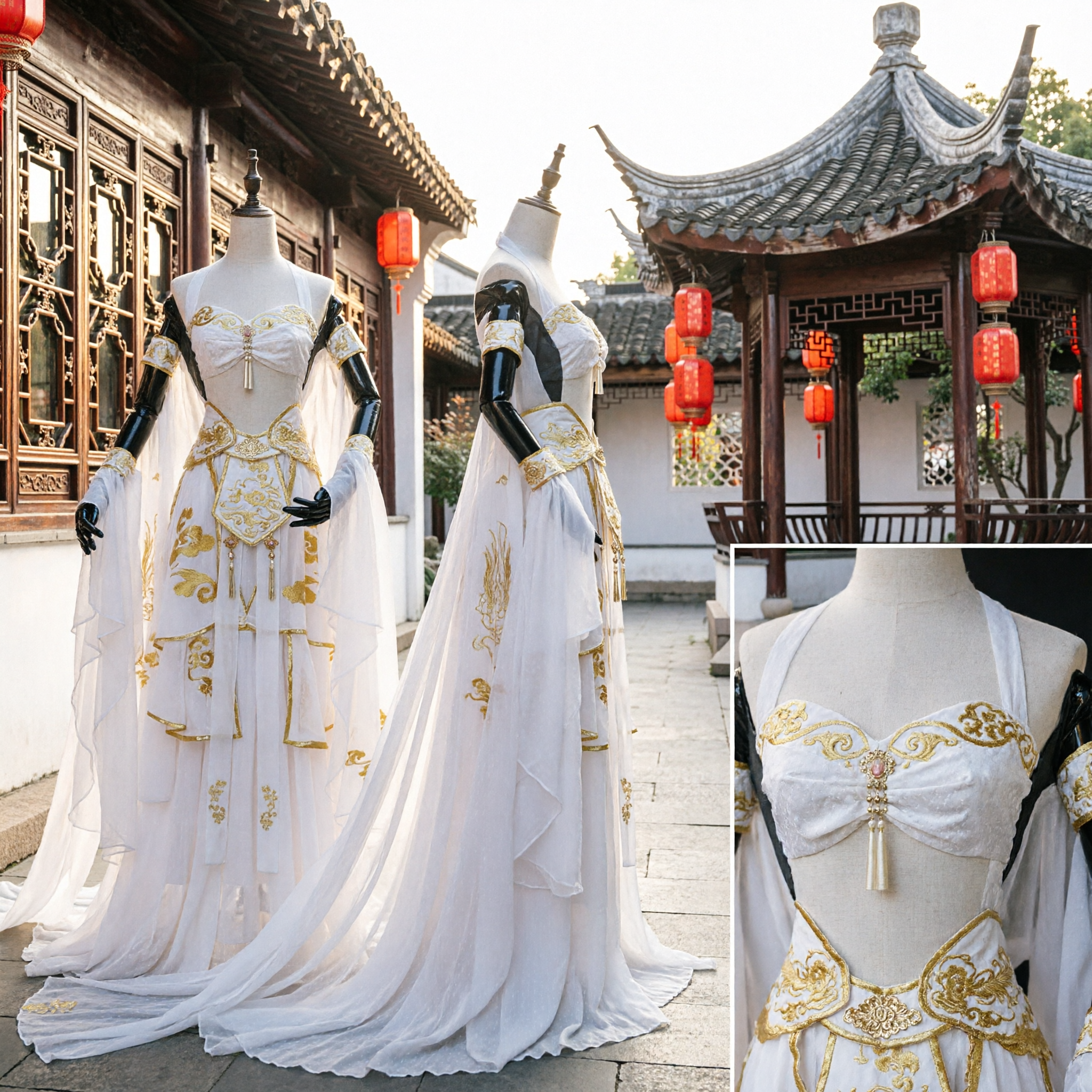 Ancient Chinese Hanfu White Fairy Dress Traditional Princess Embroidered Costume for Women Cosplay Performance