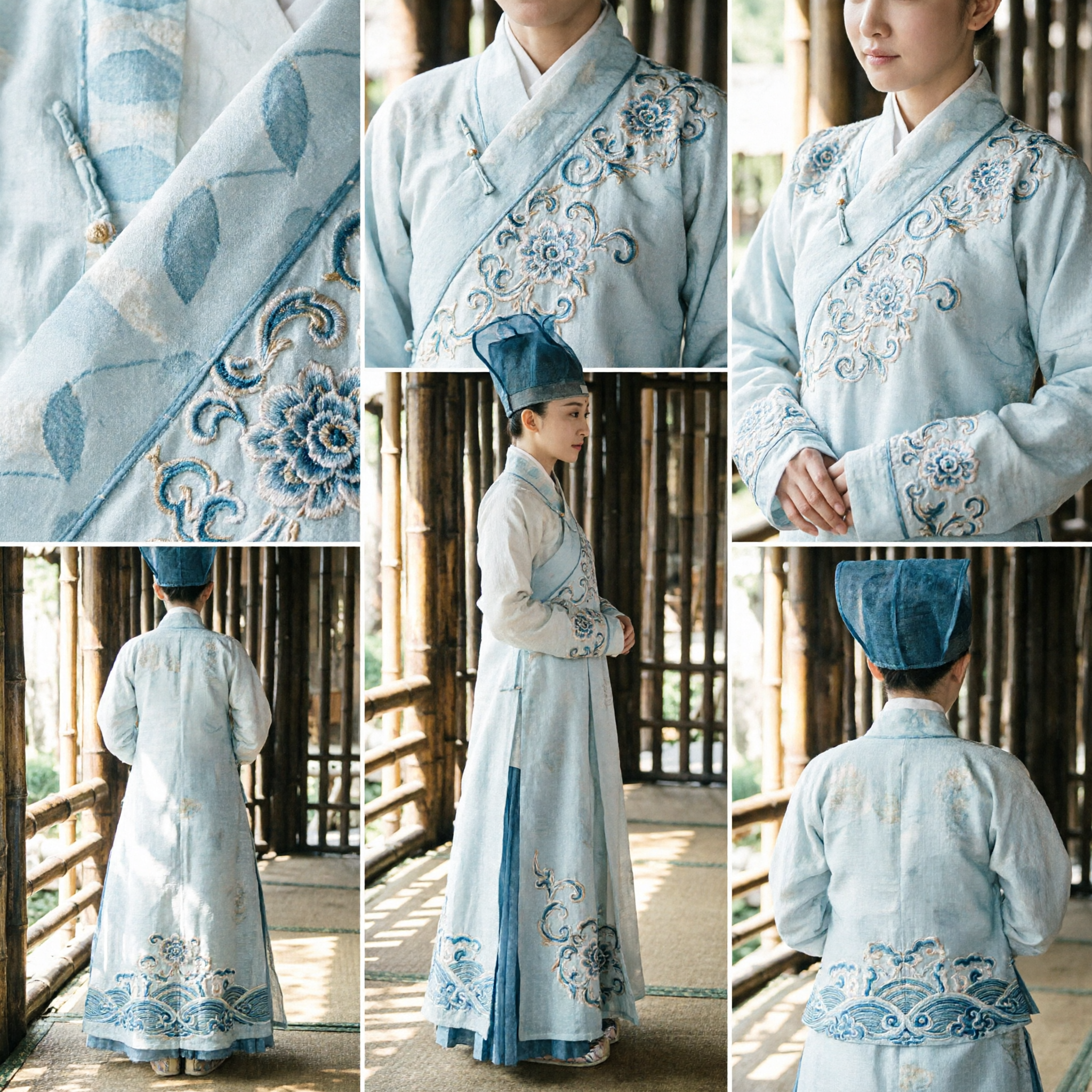 Traditional Chinese Hanfu Costume Ten Miles of Peach Blossoms Si Yin White Scholar Robe for Women