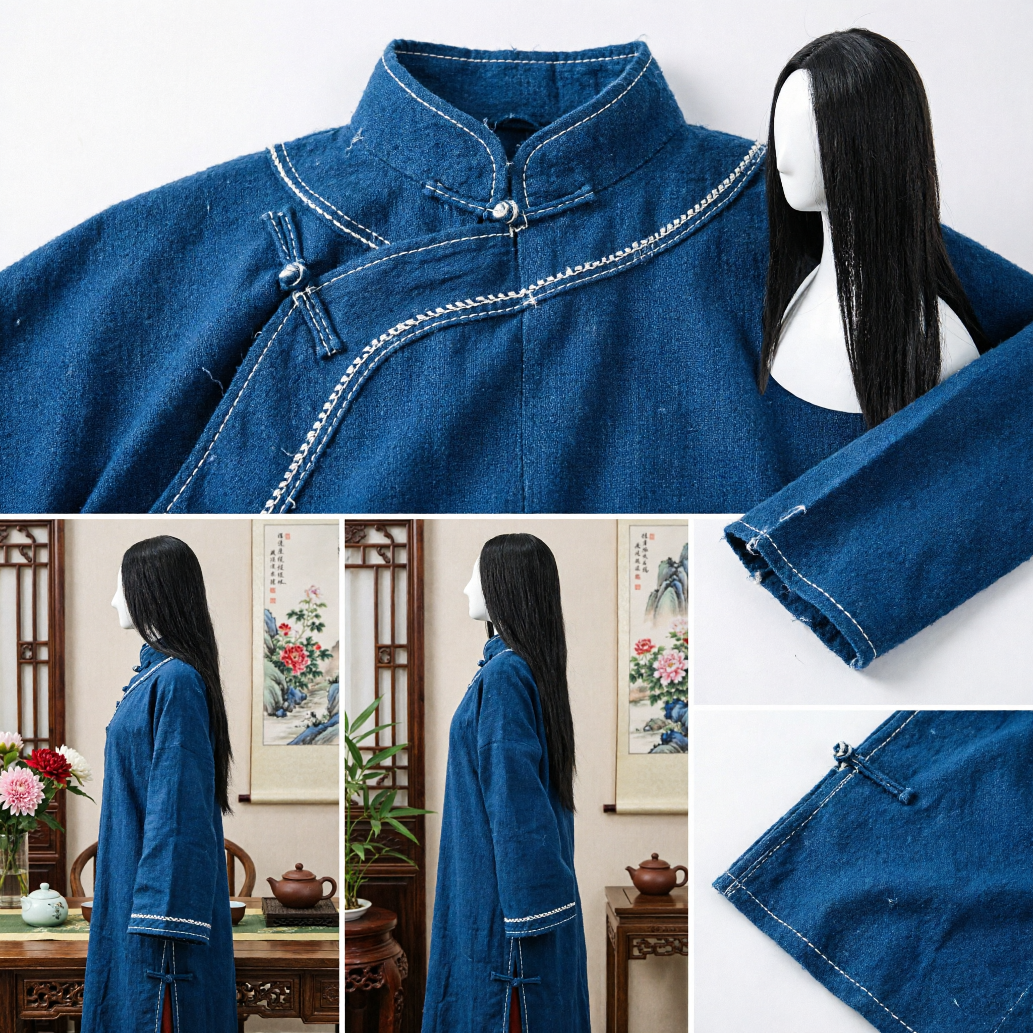 Traditional Chinese Ancient Long Black Straight Hair Wig for Hanfu Cosplay Historical Drama Costume