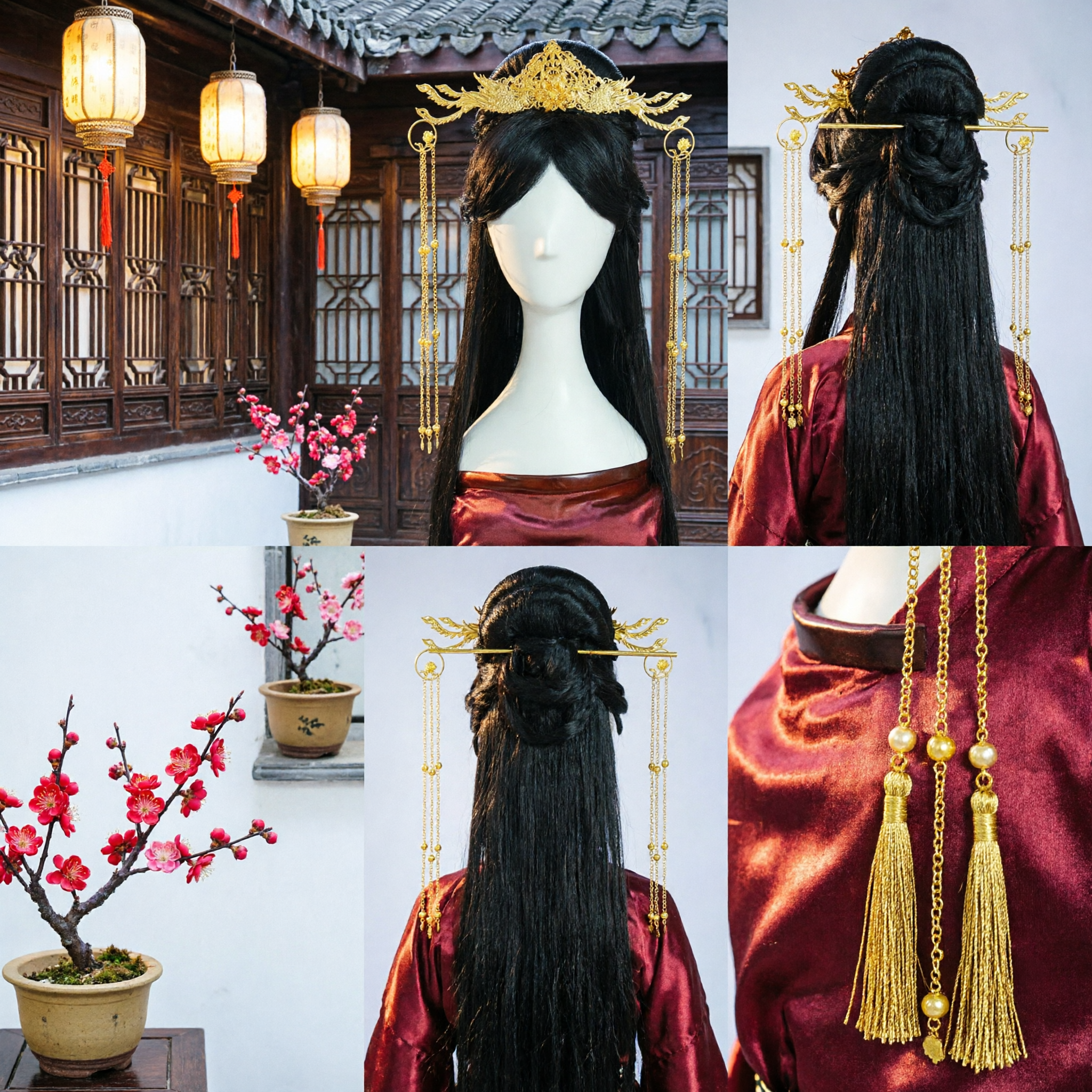 Exquisite Gold Filigree Phoenix Hairpin with Dangling Chains Traditional Chinese Hanfu Headwear for Brides and Cosplay