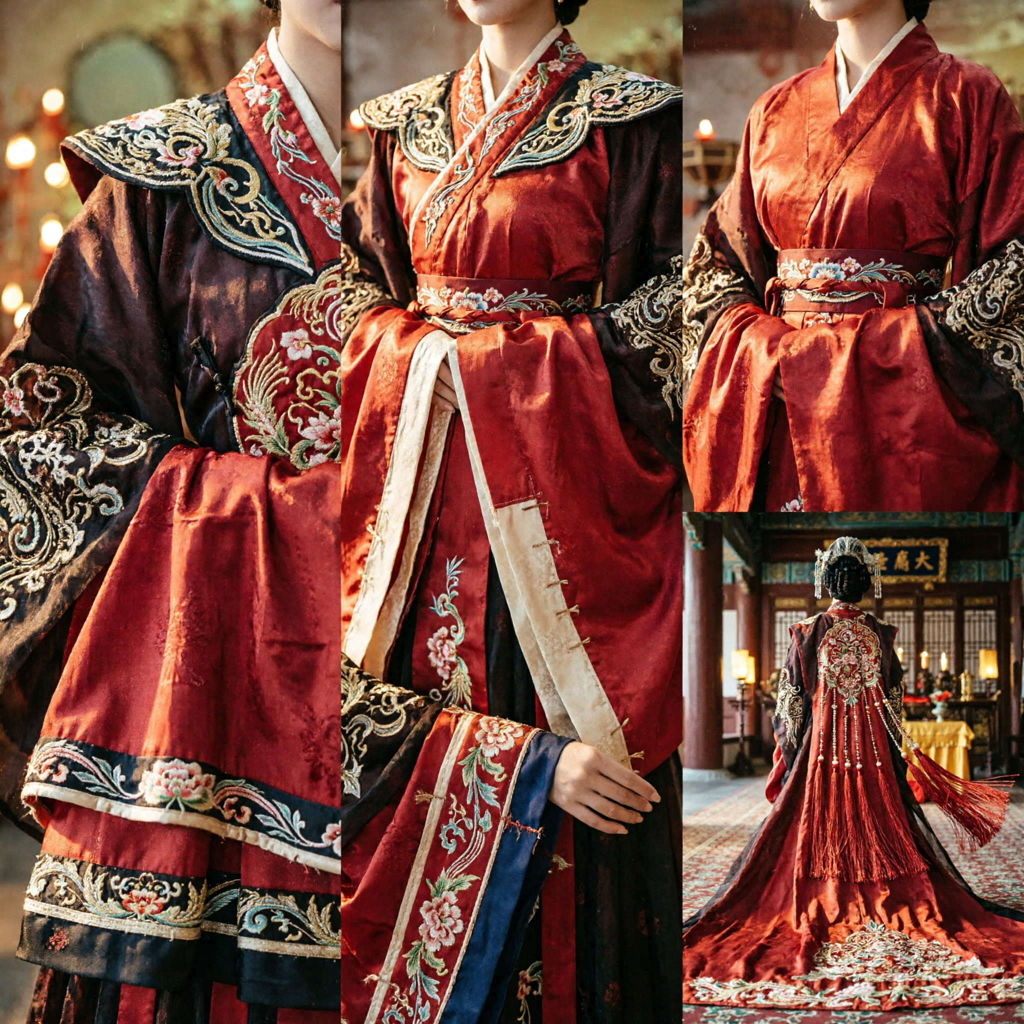Chinese Traditional Ancient Palace Lady Red Hanfu Dress Embroidered Bridal Costume for Women