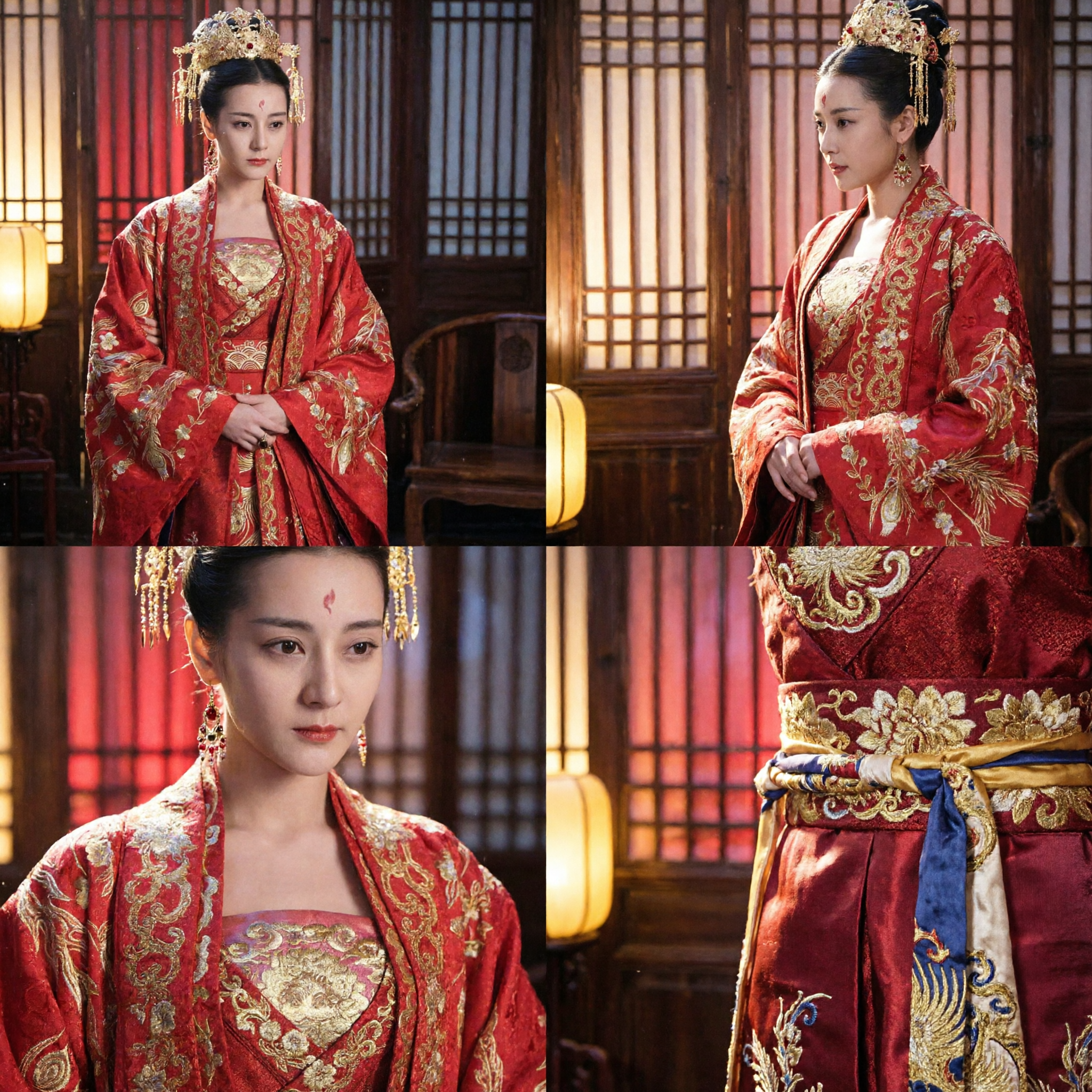 Chinese Traditional Hanfu Ancient Princess Costume Red Wedding Dress Gold Embroidery Tang Dynasty Style for Women Cosplay