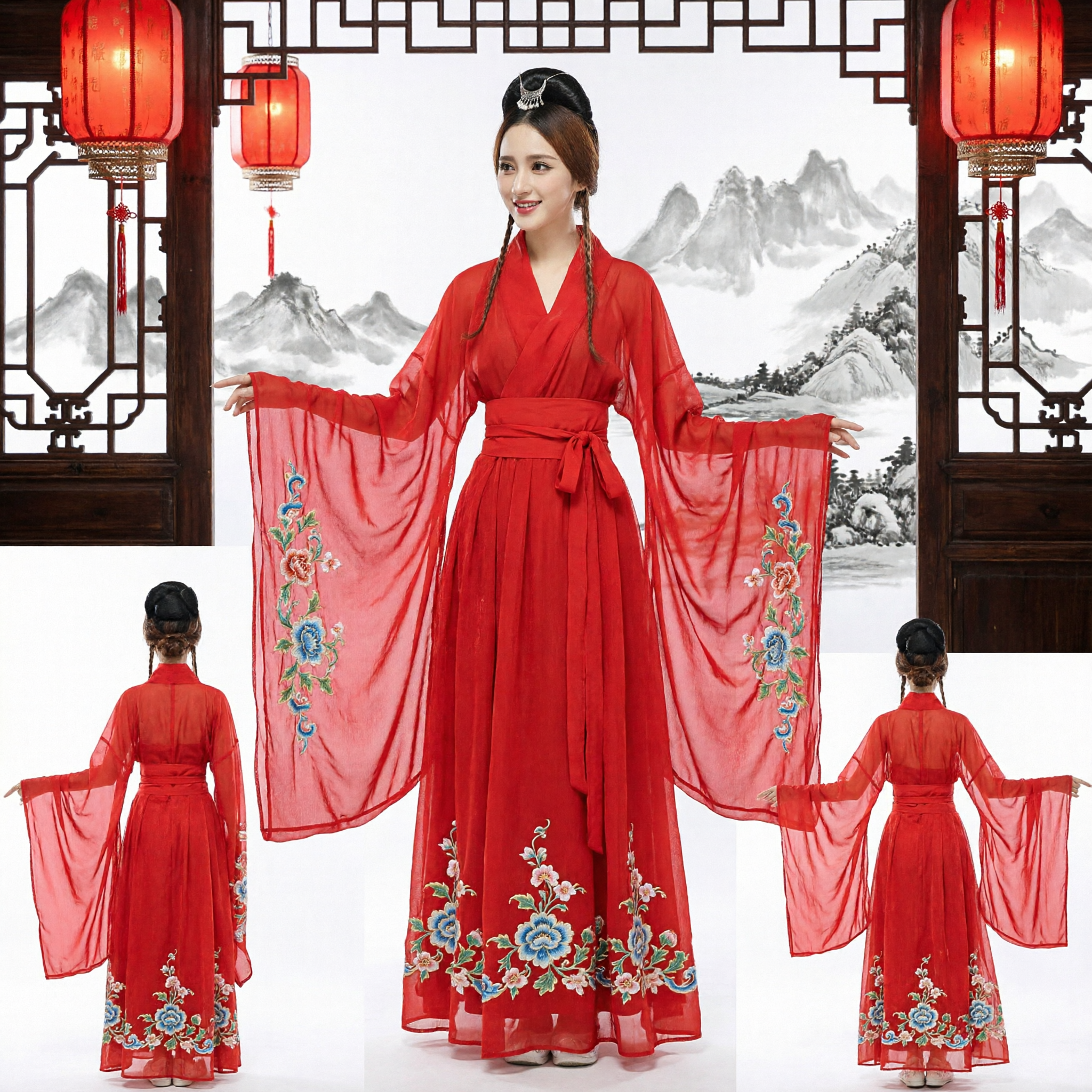 Ancient Chinese Red Hanfu Costume Traditional Palace Lady Dress for Women Stage Performance and Cosplay