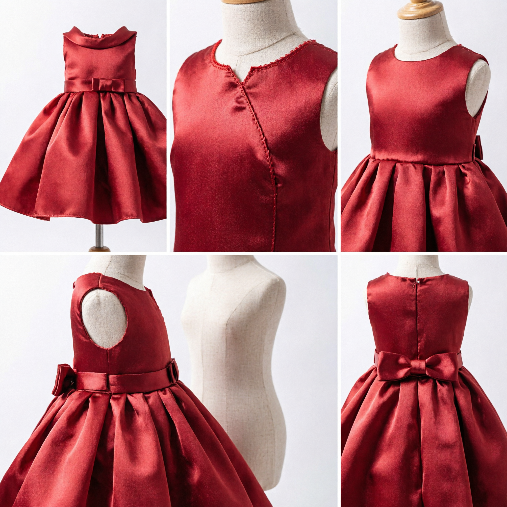 Elegant Red Baby Girl Princess Dress with Large Bowknot for Wedding Flower Girl Party Formal Wear