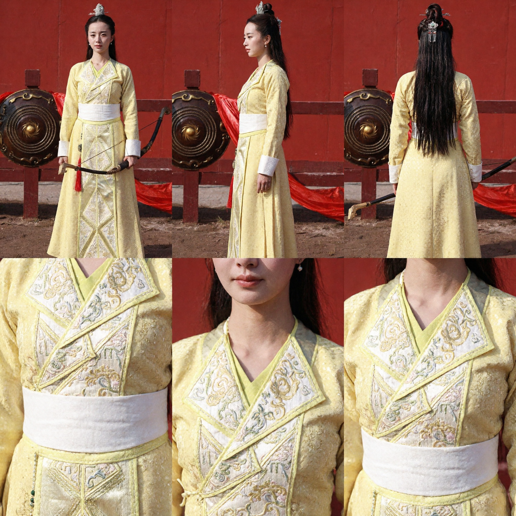 Ancient Chinese Yellow Warrior Hanfu Costume Women Traditional Wuxia Archer Dress for Cosplay Events