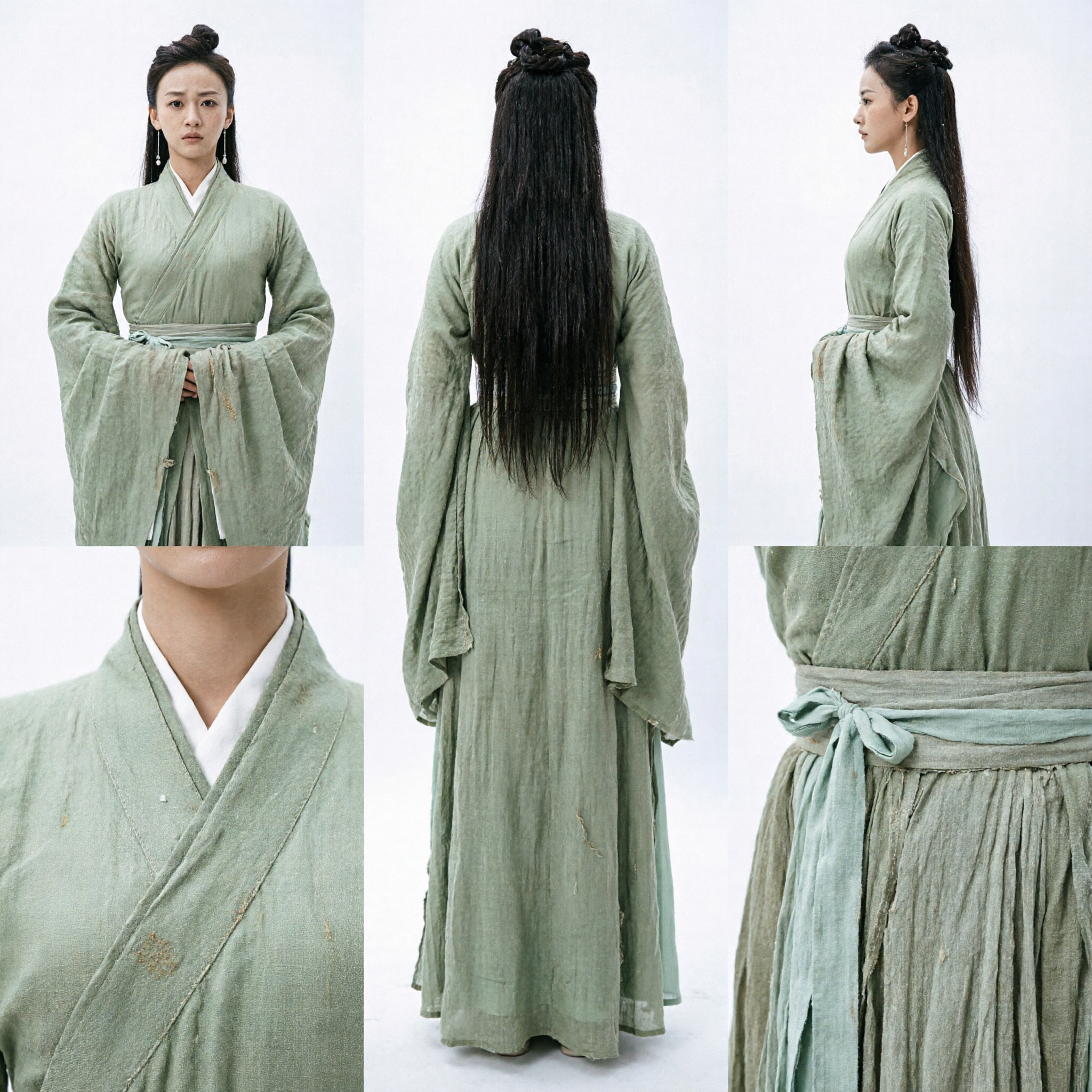 Ancient Chinese Hanfu Green Traditional Historical Costume for Women Wuxia Martial Arts Cosplay Dress