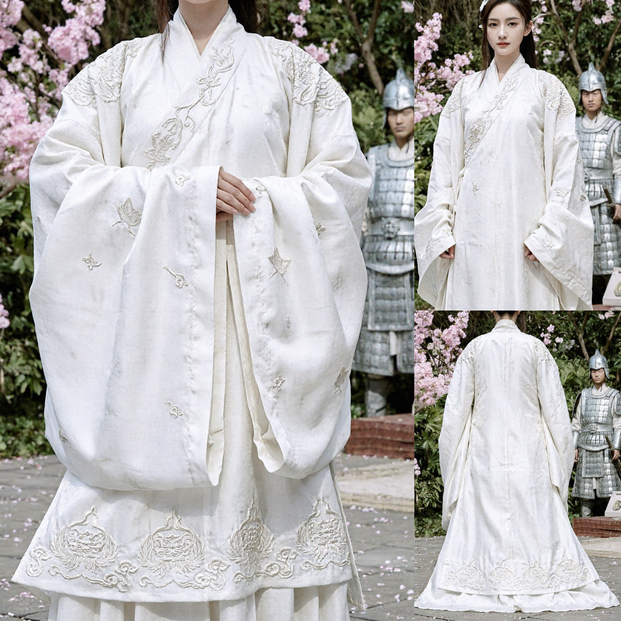 Elegant White Traditional Chinese Hanfu Ancient Costume for Women Historical Drama and Pipa Performance