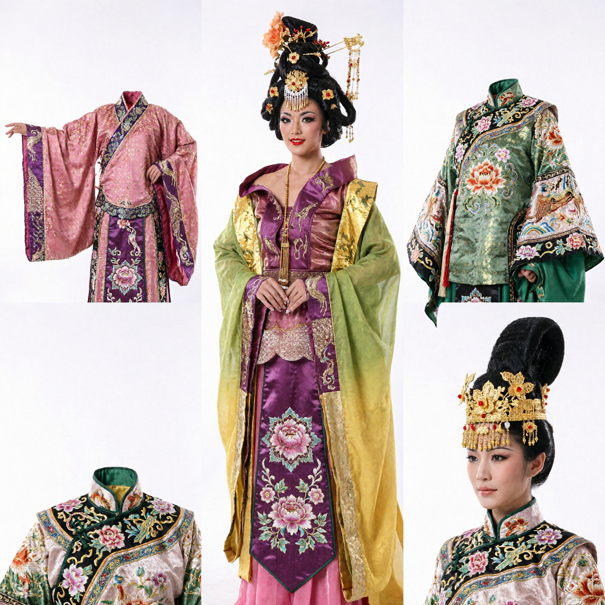 Majestic Purple Chinese Traditional Wedding Dress Gold Embroidery Hanfu Style Gown for Bride and Cosplay