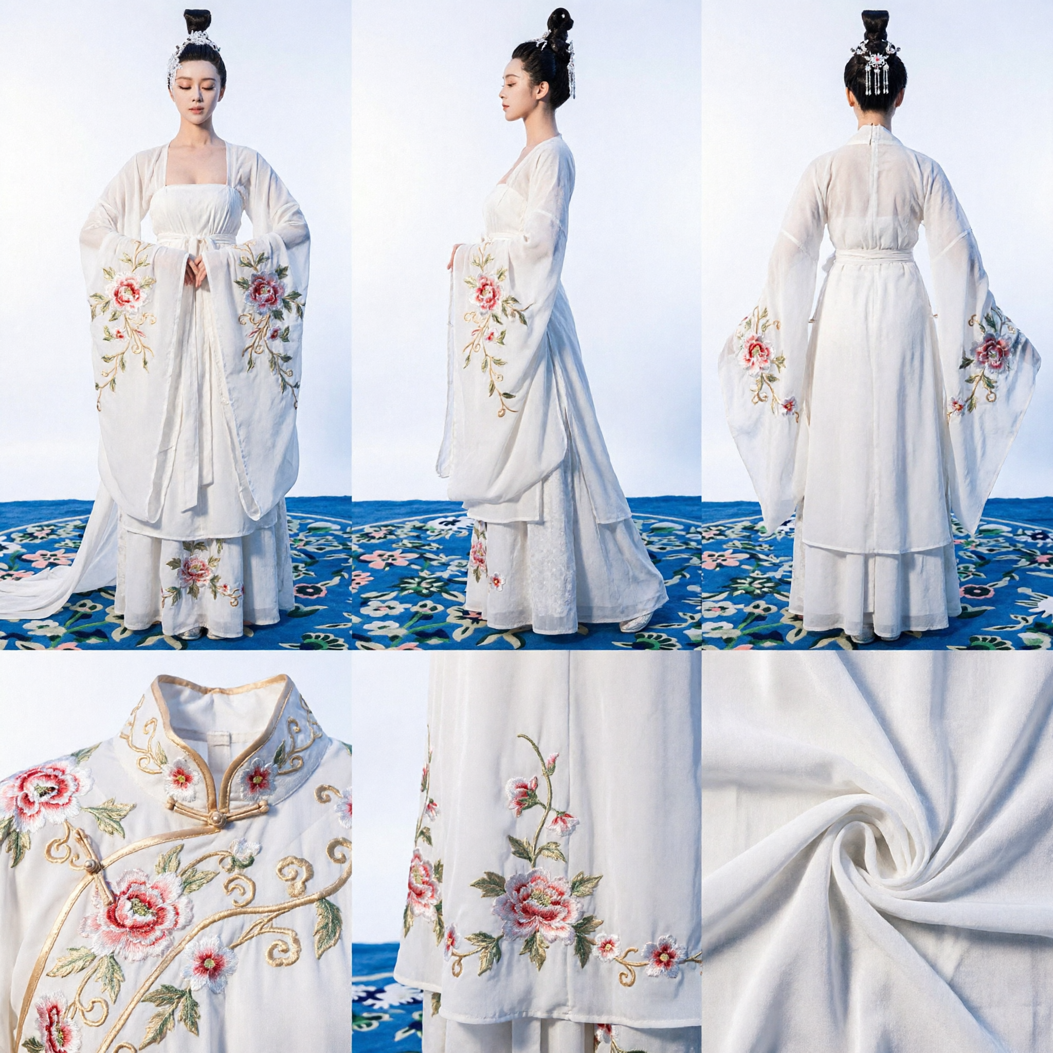 Elegant White Chinese Traditional Hanfu Dress Tang Dynasty Fairy Costume for Women Ancient Dance Performance Outfit