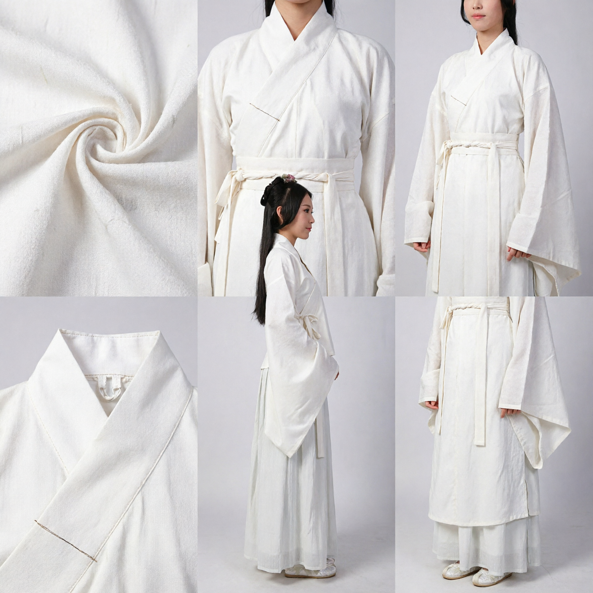 Women's White Traditional Chinese Hanfu Costume Ancient Ruqun Set for Stage Performance Cosplay and Cultural Events