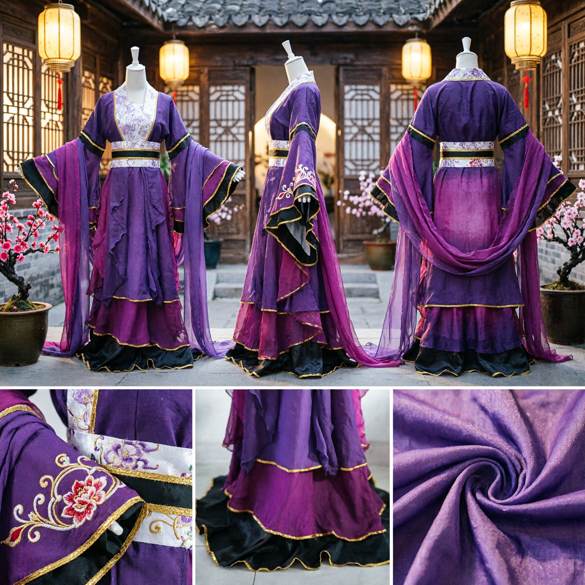 Elegant Purple Ancient Chinese Hanfu Costume Traditional Fairy Dress for Women Cosplay Stage Performance
