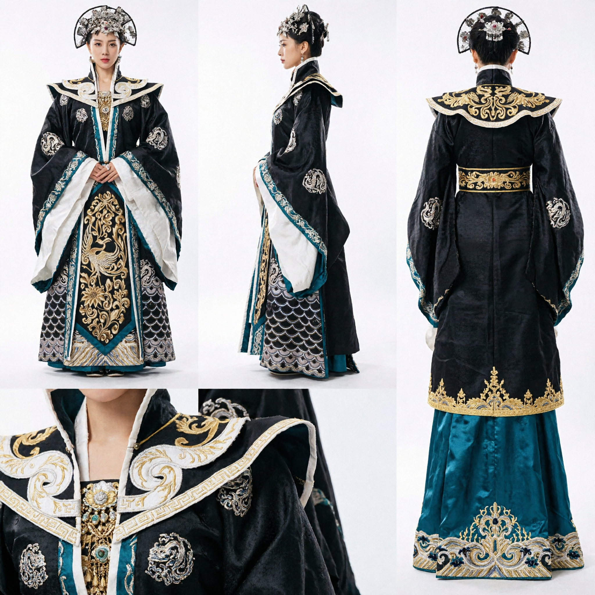 Ancient Chinese Empress Costume Traditional Royal Queen Robe with Headdress for Women Historical Cosplay