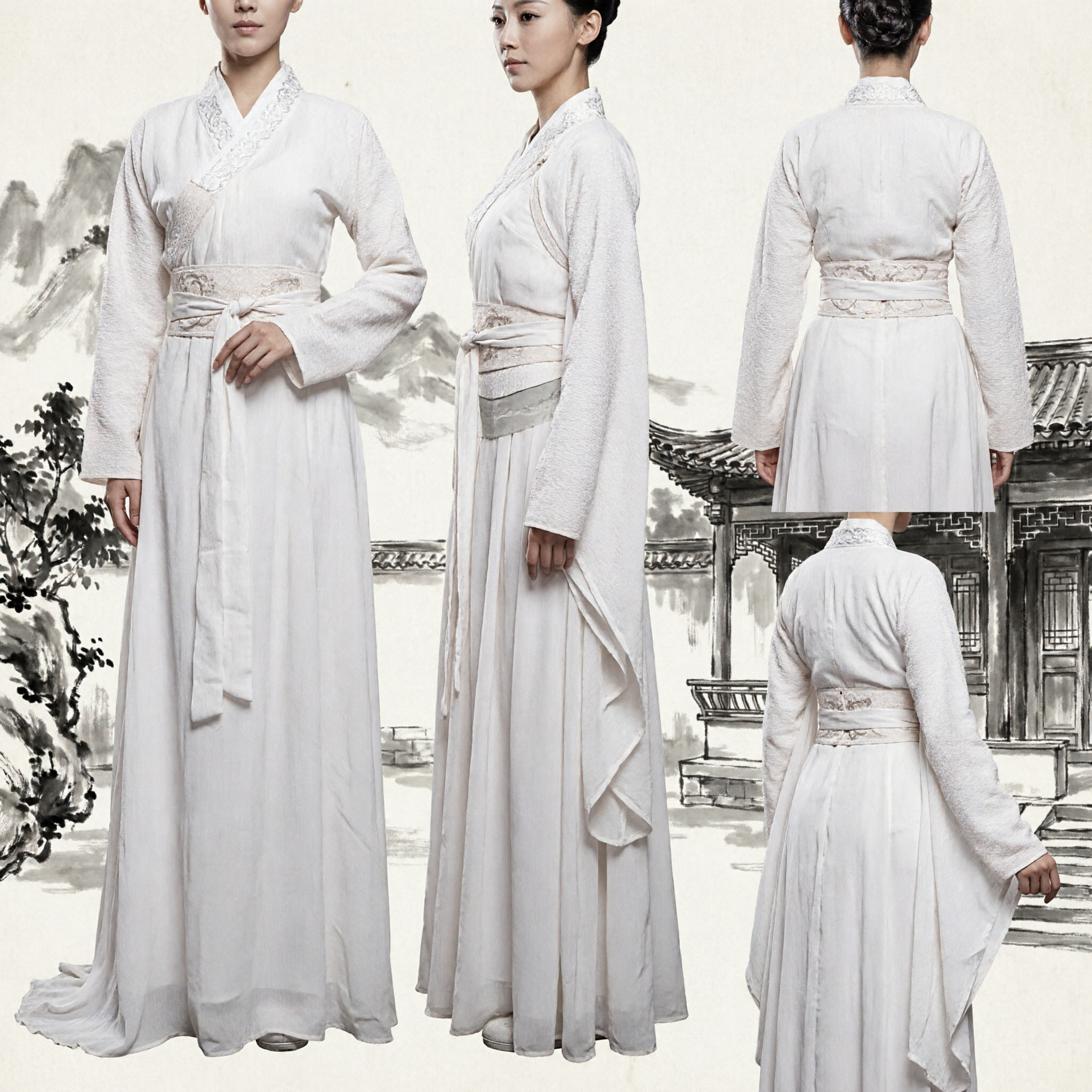 Ancient Chinese White Hanfu Dress Traditional Wuxia Swordswoman Costume for Women Cosplay