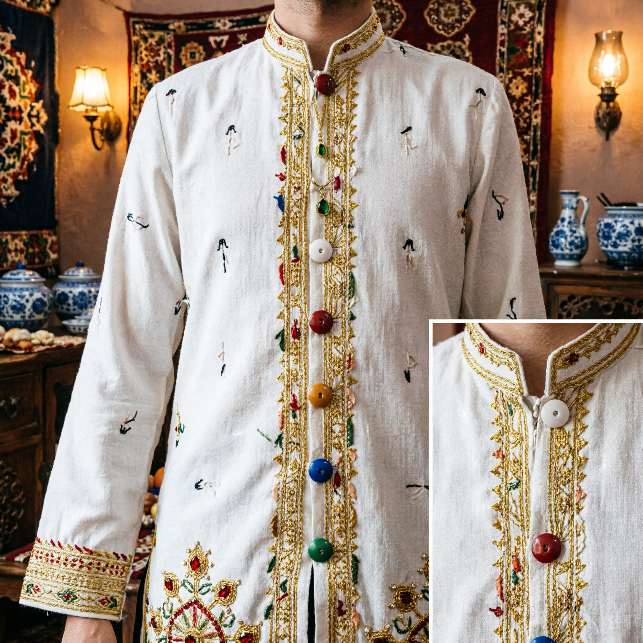 Traditional Gold Plated Long Chain Necklace Indian Bridal Jewelry for Women Wedding Party Ethnic Stone Studded Haram