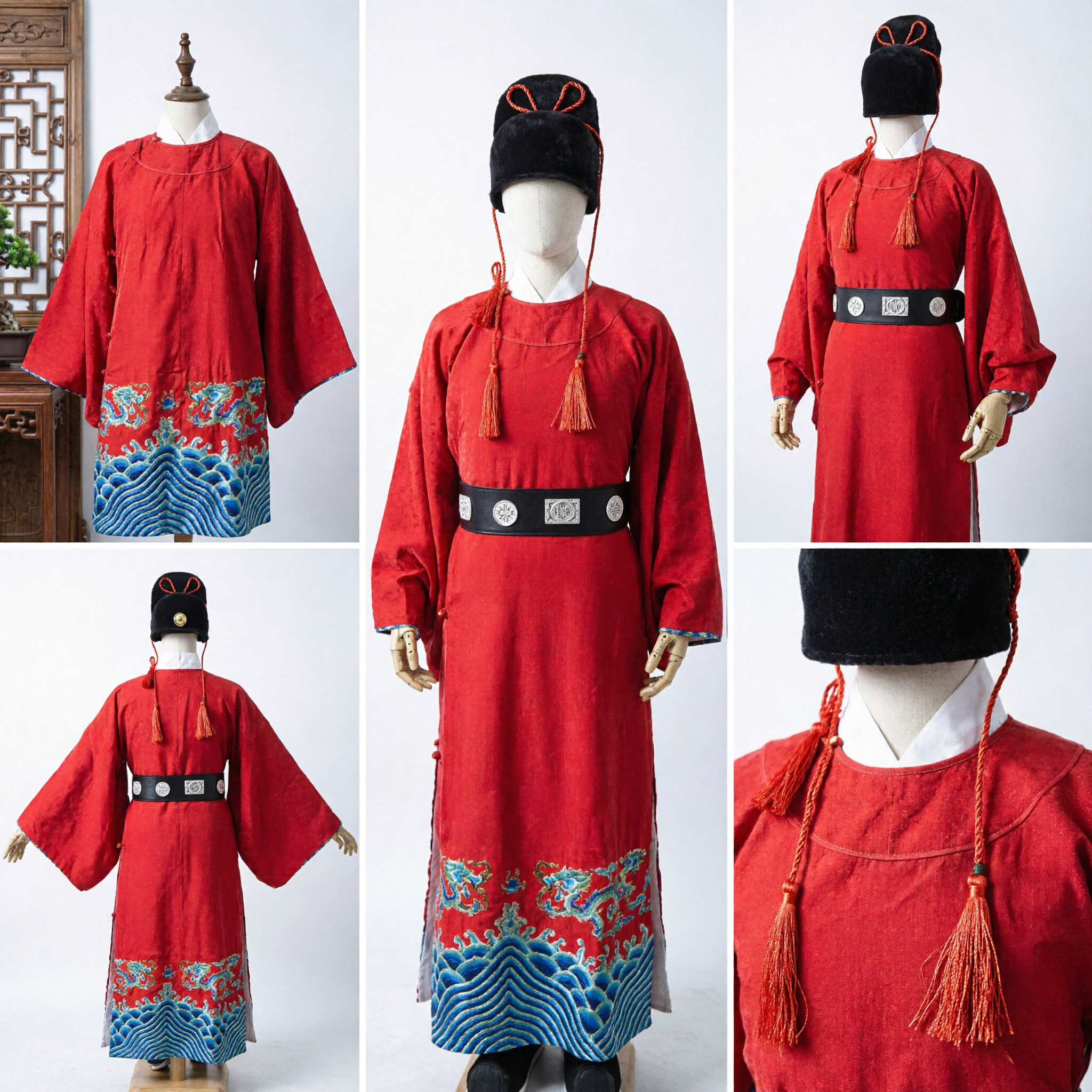 Traditional Chinese Red Official Robe Ancient Ming Dynasty Scholar Hanfu Costume for Men Cosplay