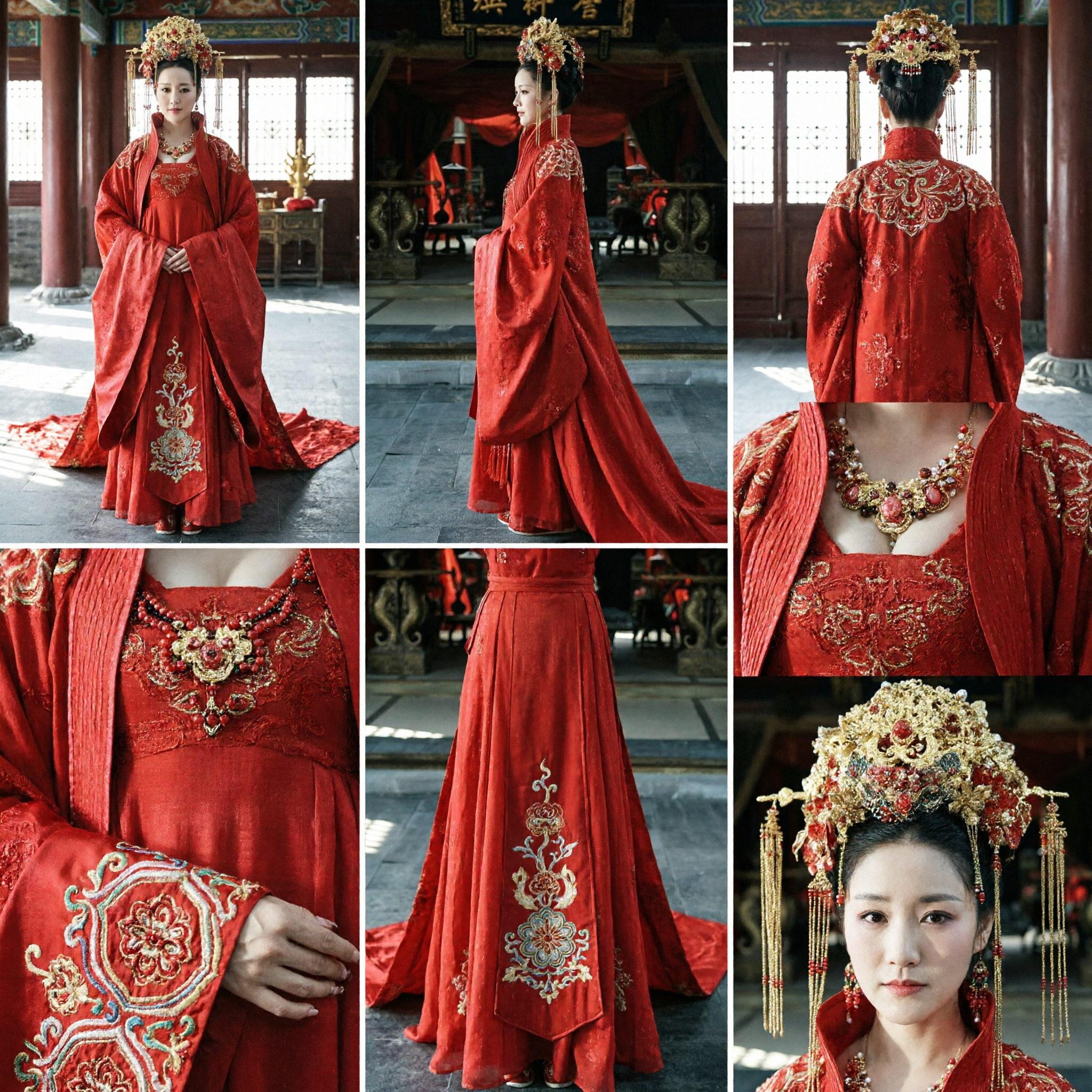 Elegant Red Traditional Chinese Hanfu Wedding Dress Ancient Bride Costume Tang Dynasty Style for Women