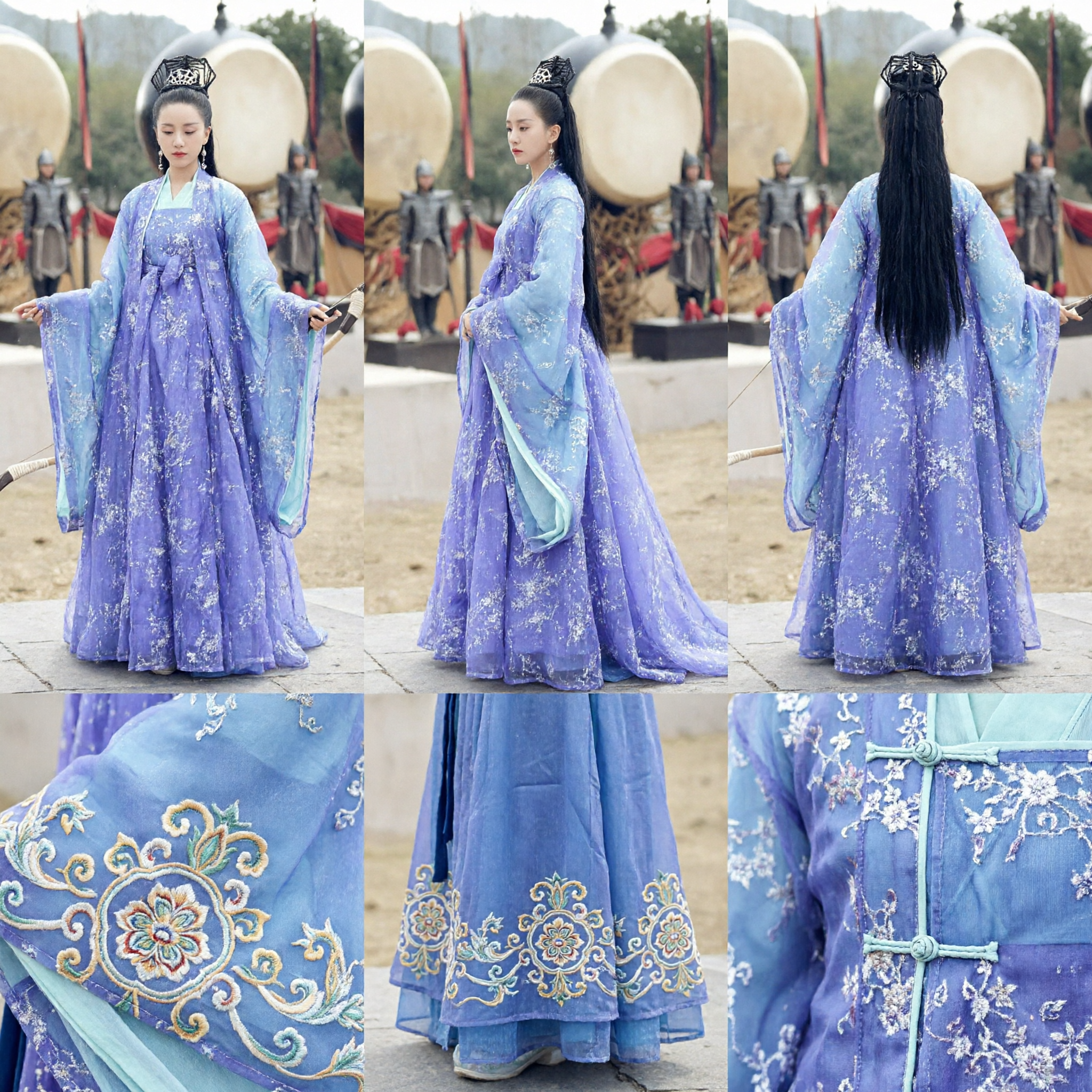 Chinese Ancient Purple Floral Princess Hanfu Costume Traditional Historical Drama Clothing for Women