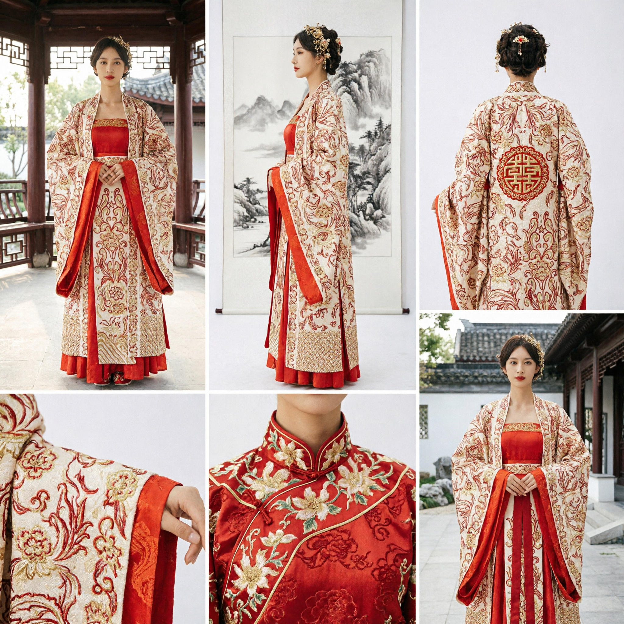 Elegant Ancient Chinese Hanfu Tang Dynasty Princess Costume Embroidered Floral Robe Traditional Wedding Dress for Women
