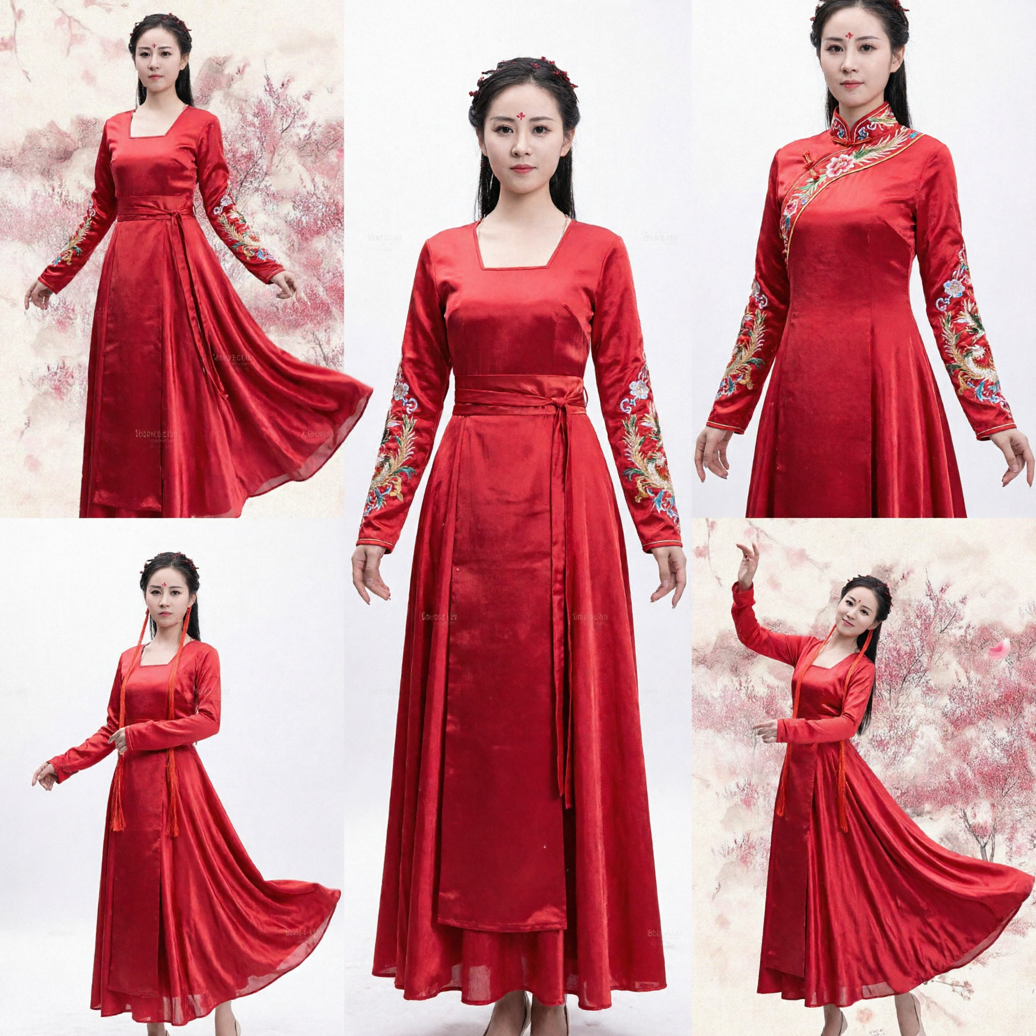Elegant Traditional Chinese Red Hanfu Dress Ancient Folk Dance Stage Performance Costume for Women