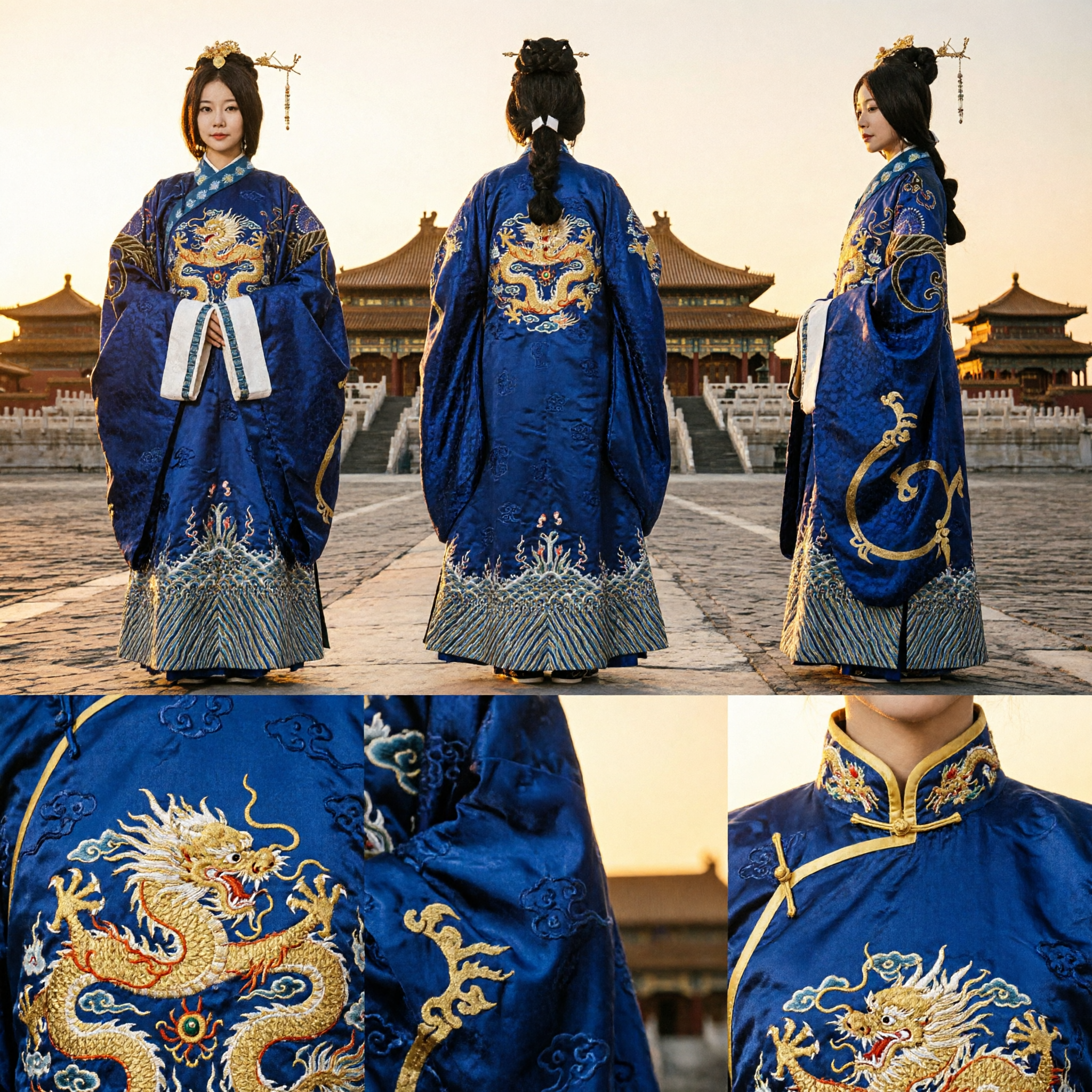 Elegant Blue Han Dynasty Hanfu Traditional Chinese Costume Women's Embroidered Robe Historical Cosplay Dress