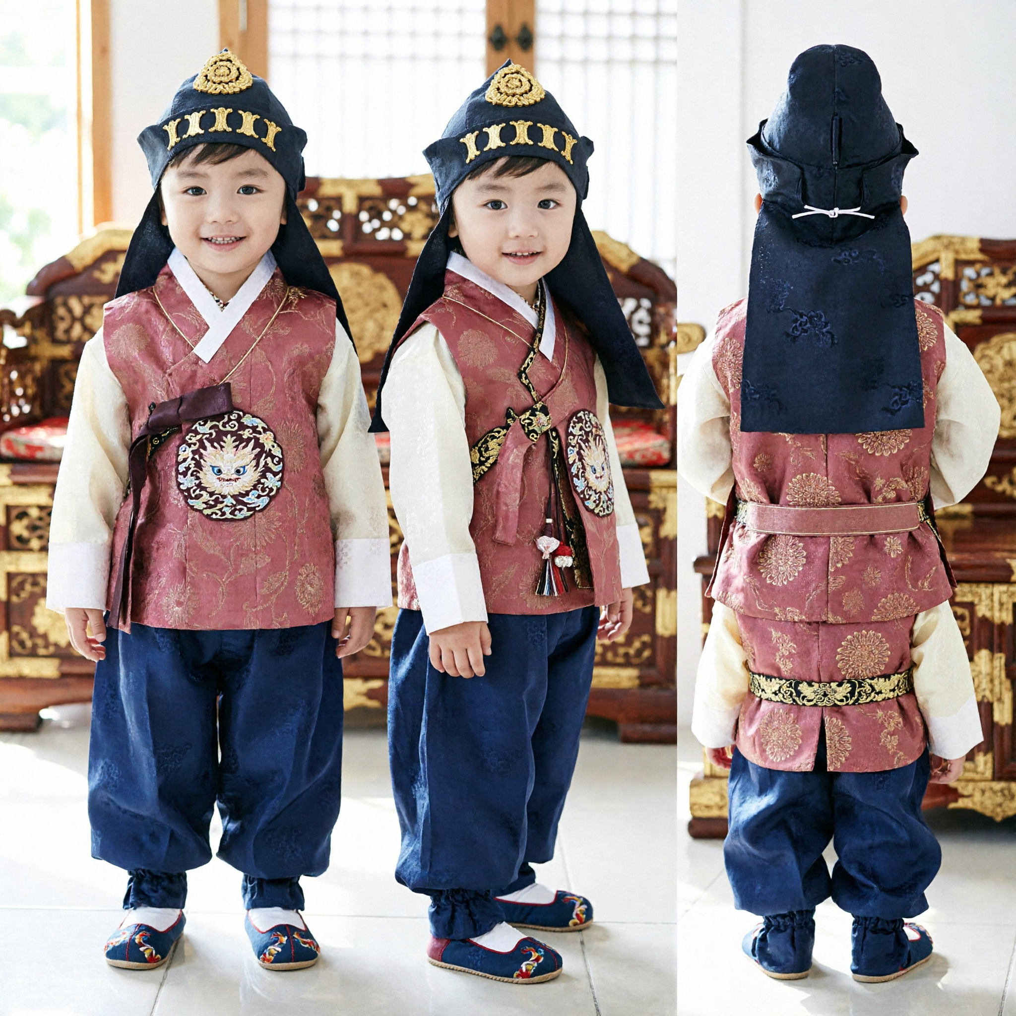 Traditional Chinese Ancient Costume for Kids Boys Tang Suit New Year Festival Performance Outfit