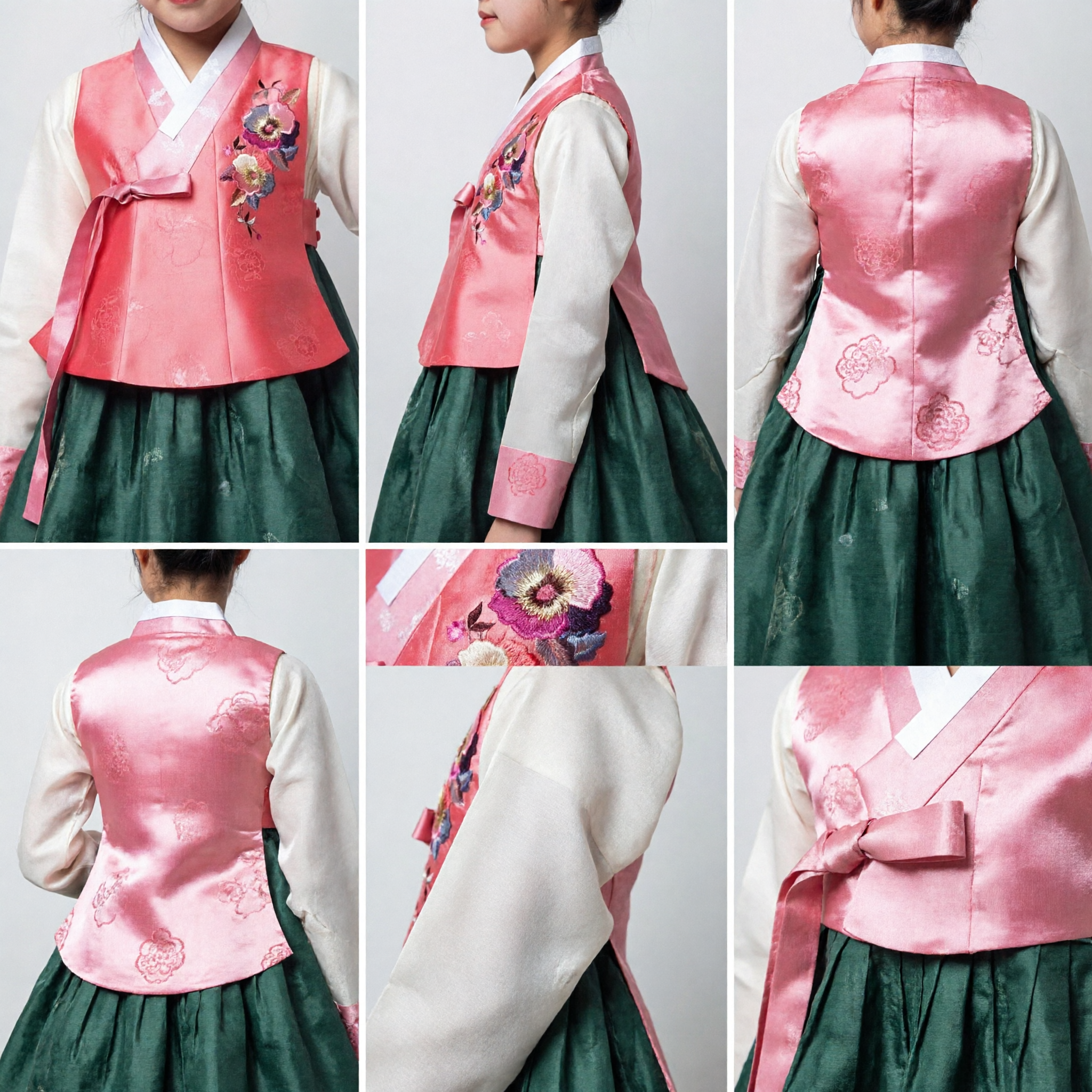 Traditional Korean Hanbok Pink Embroidered Vest Top for Women Girls Cultural Festival Performance Costume