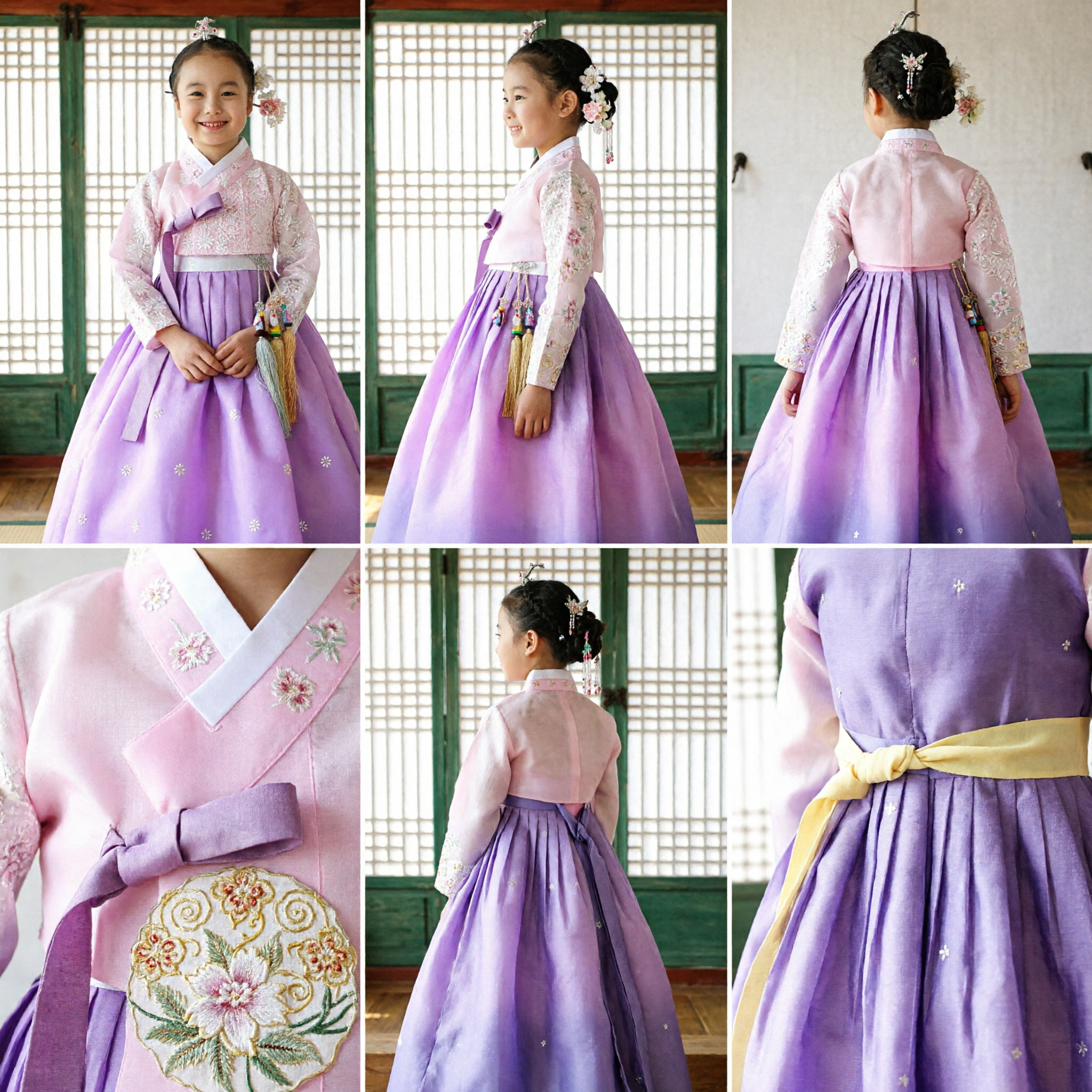 Traditional Korean Hanbok for Girls Purple Lace Jeogori and Chima Set Kids Formal Birthday Costume