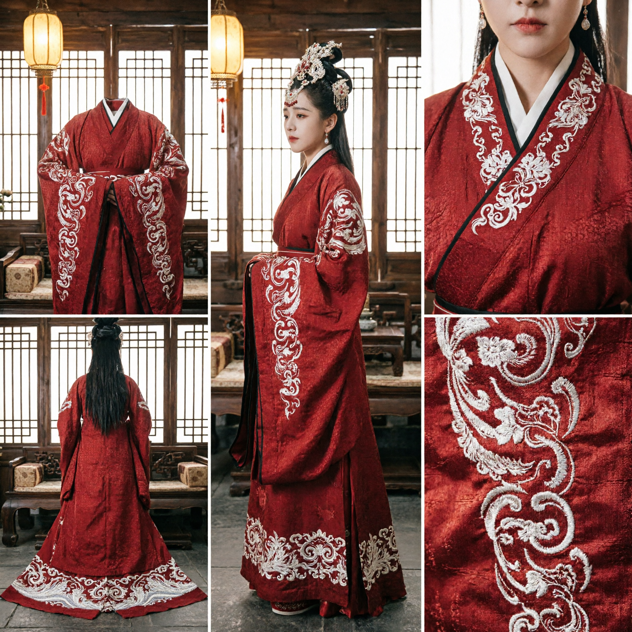 Chinese Traditional Red Hanfu Ancient Palace Lady Costume Embroidered Robe for Women Historical Cosplay