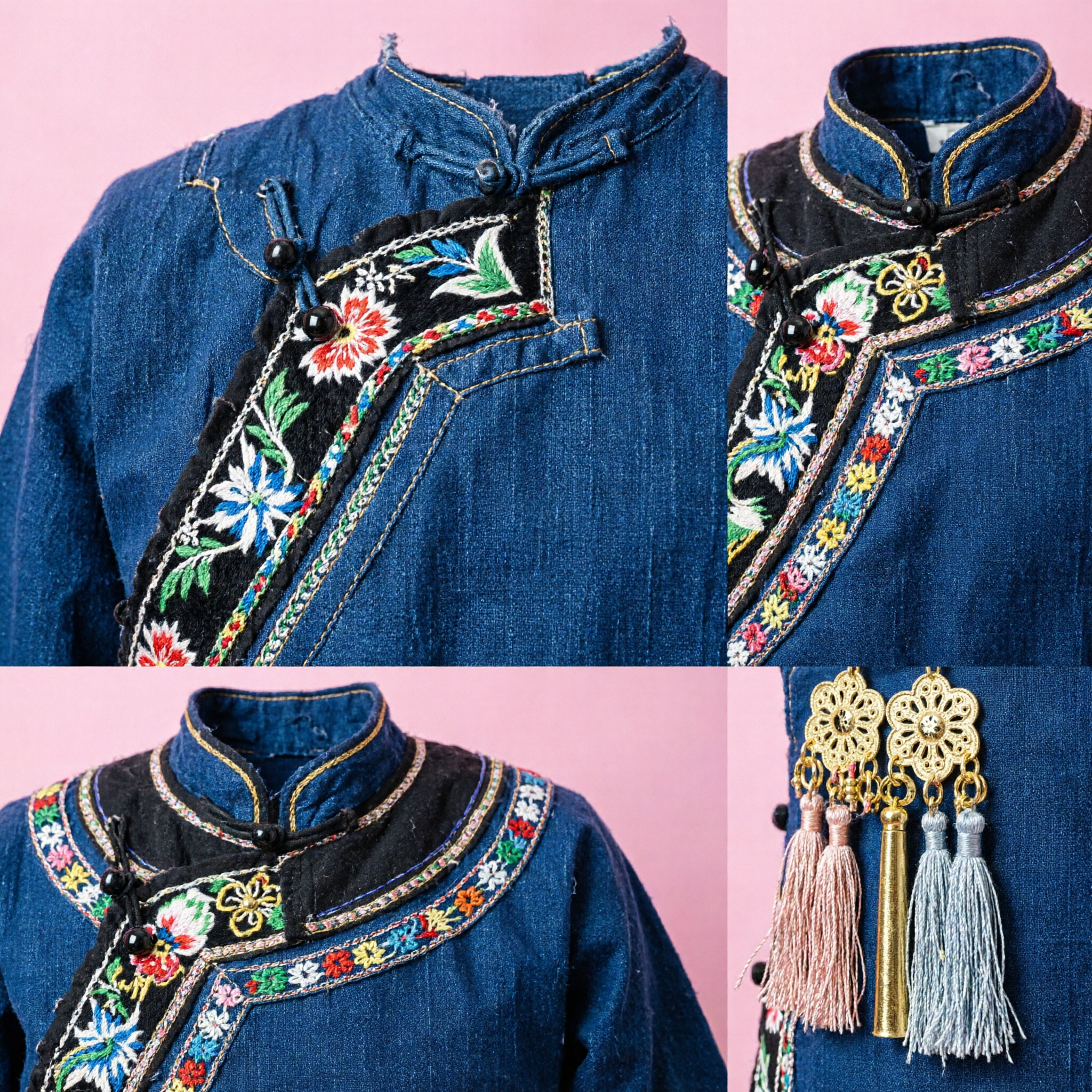 Ancient Chinese Traditional Gold Flower Tassel Dangling Earrings Hanfu Accessories for Women Vintage Jewelry