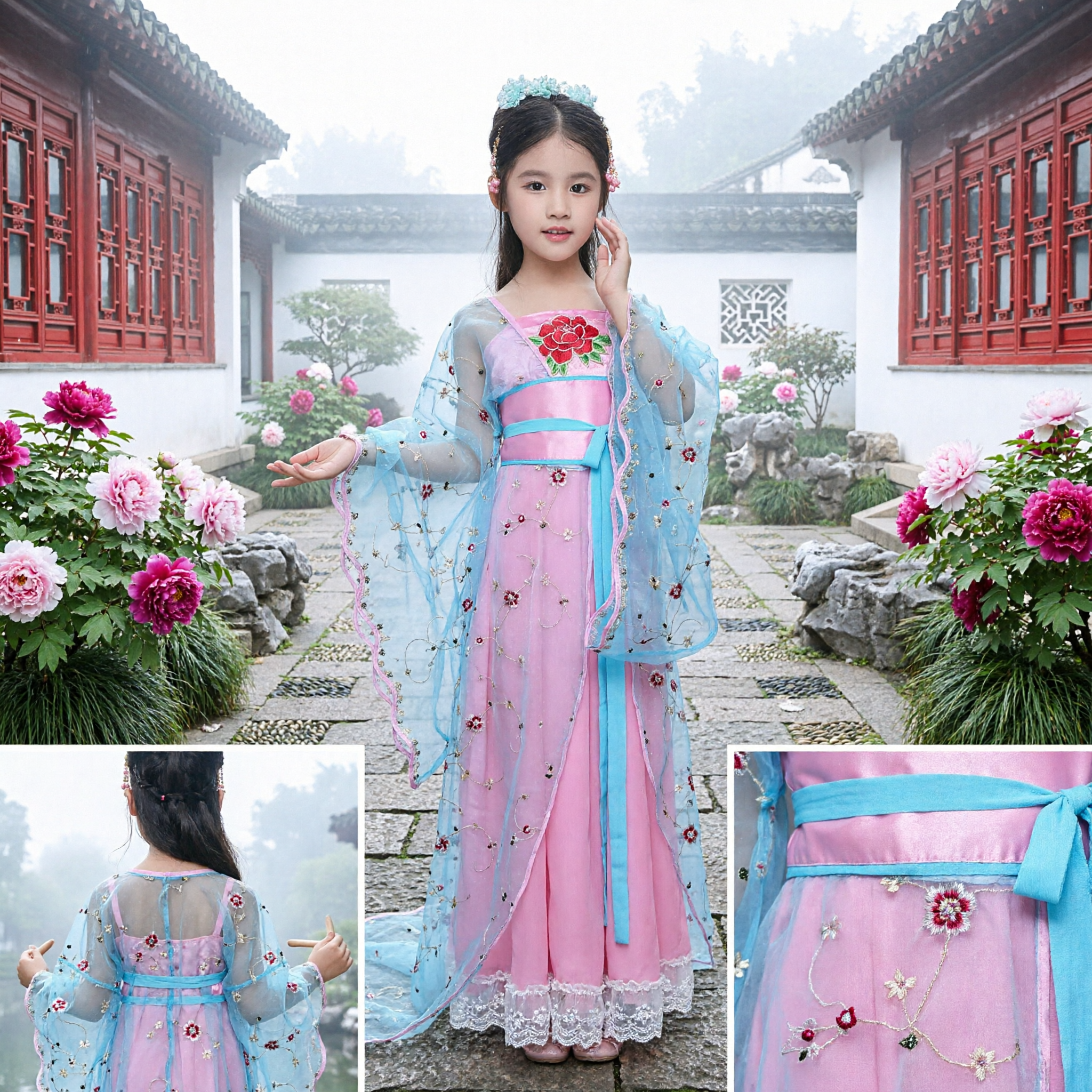 Kids Chinese Traditional Hanfu Costume Ancient Fairy Princess Dress for Stage Dance Performance