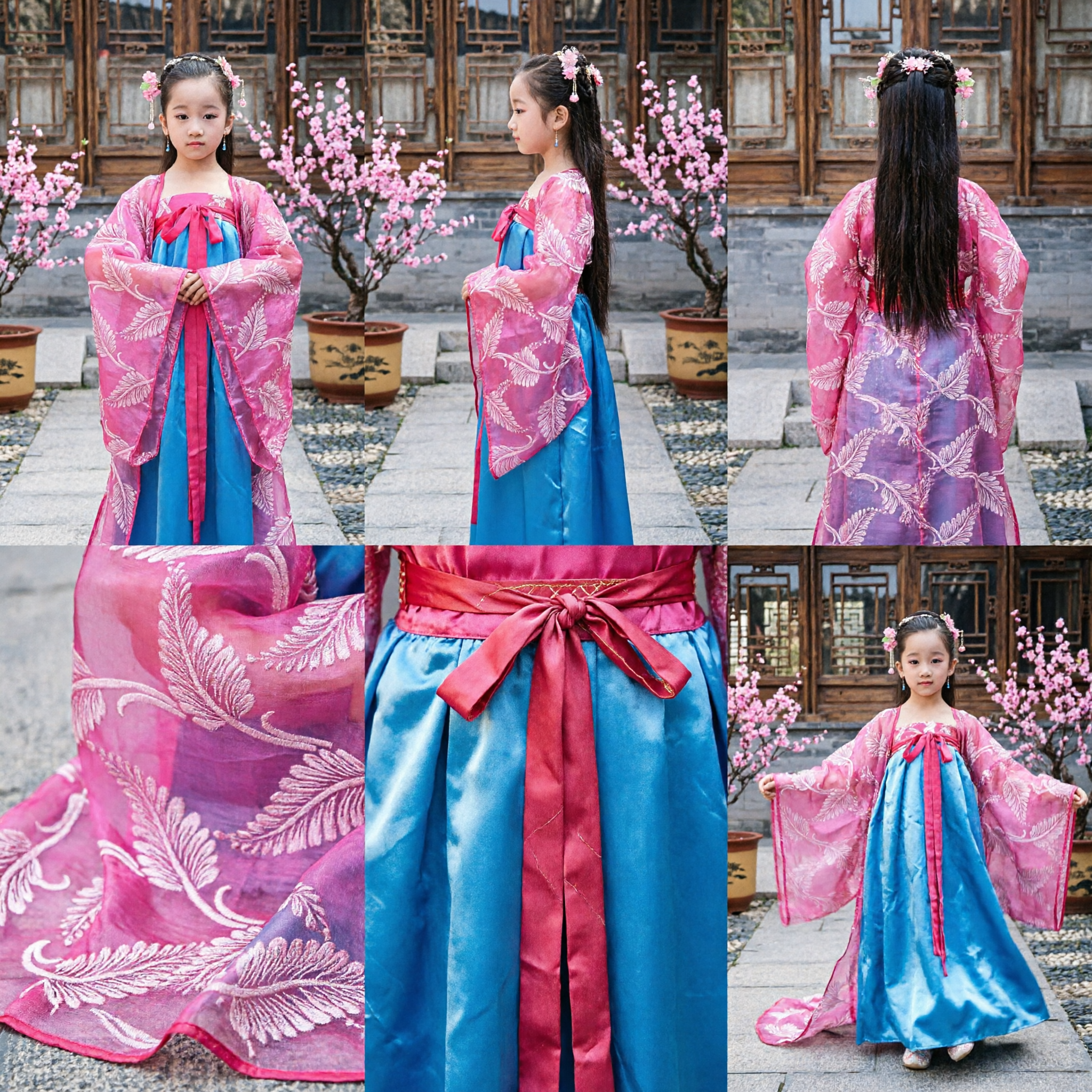 Traditional Chinese Hanfu Costume for Girls Kids Ancient Tang Dynasty Princess Dress Dance Performance Outfit