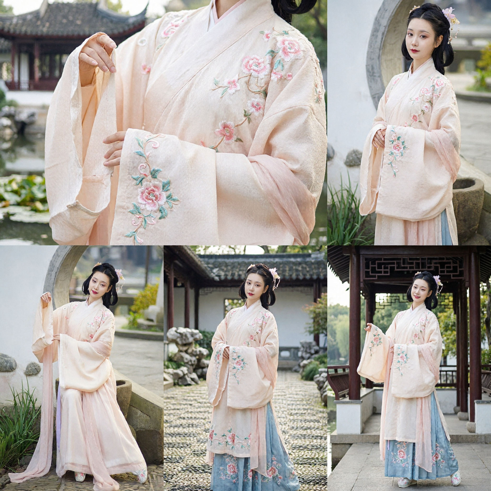 Traditional Chinese Hanfu Costume for Women Pink Embroidery Ancient Clothing Ming Style Set for Photography and Cosplay