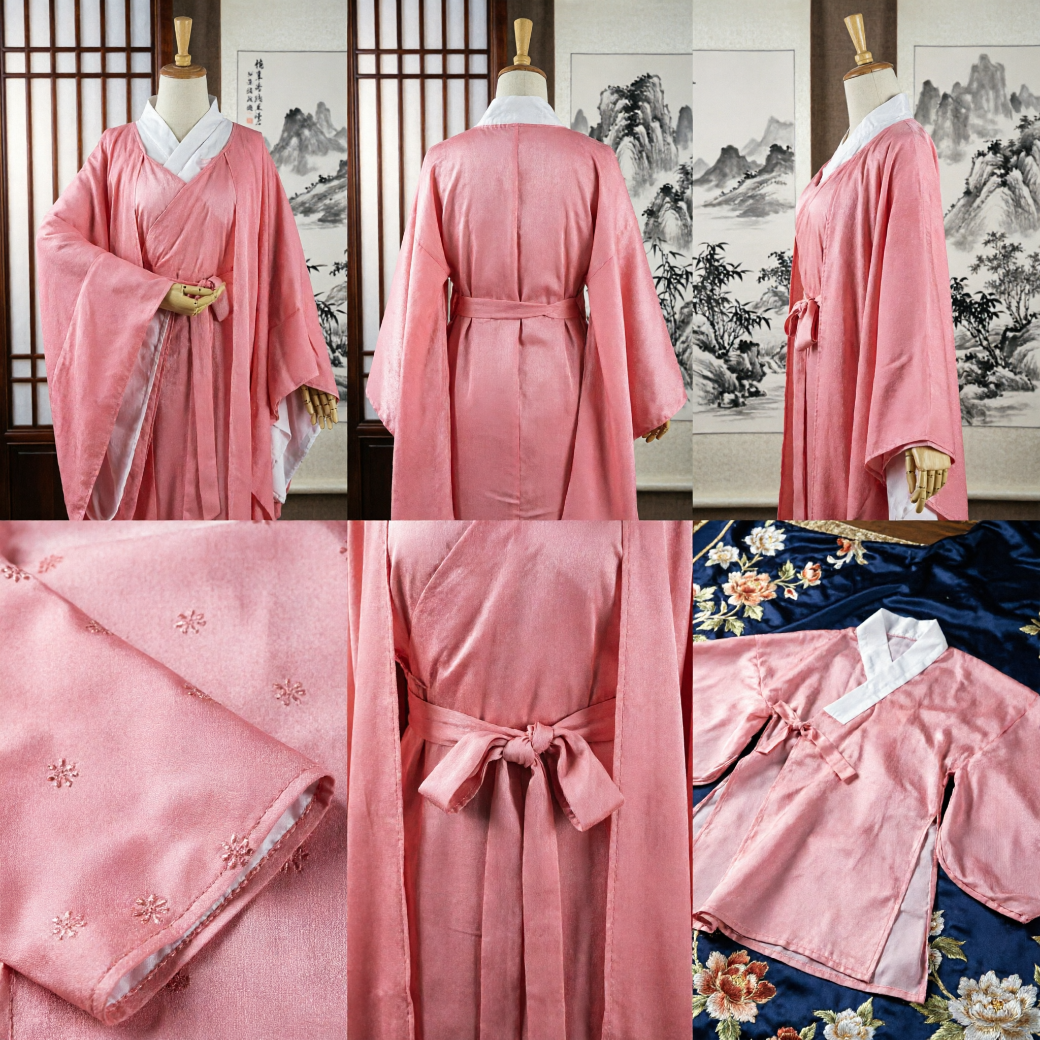 Traditional Chinese Pink Hanfu Robe Ancient Costume for Women Tang Dynasty Style Dress for Cosplay and Photography
